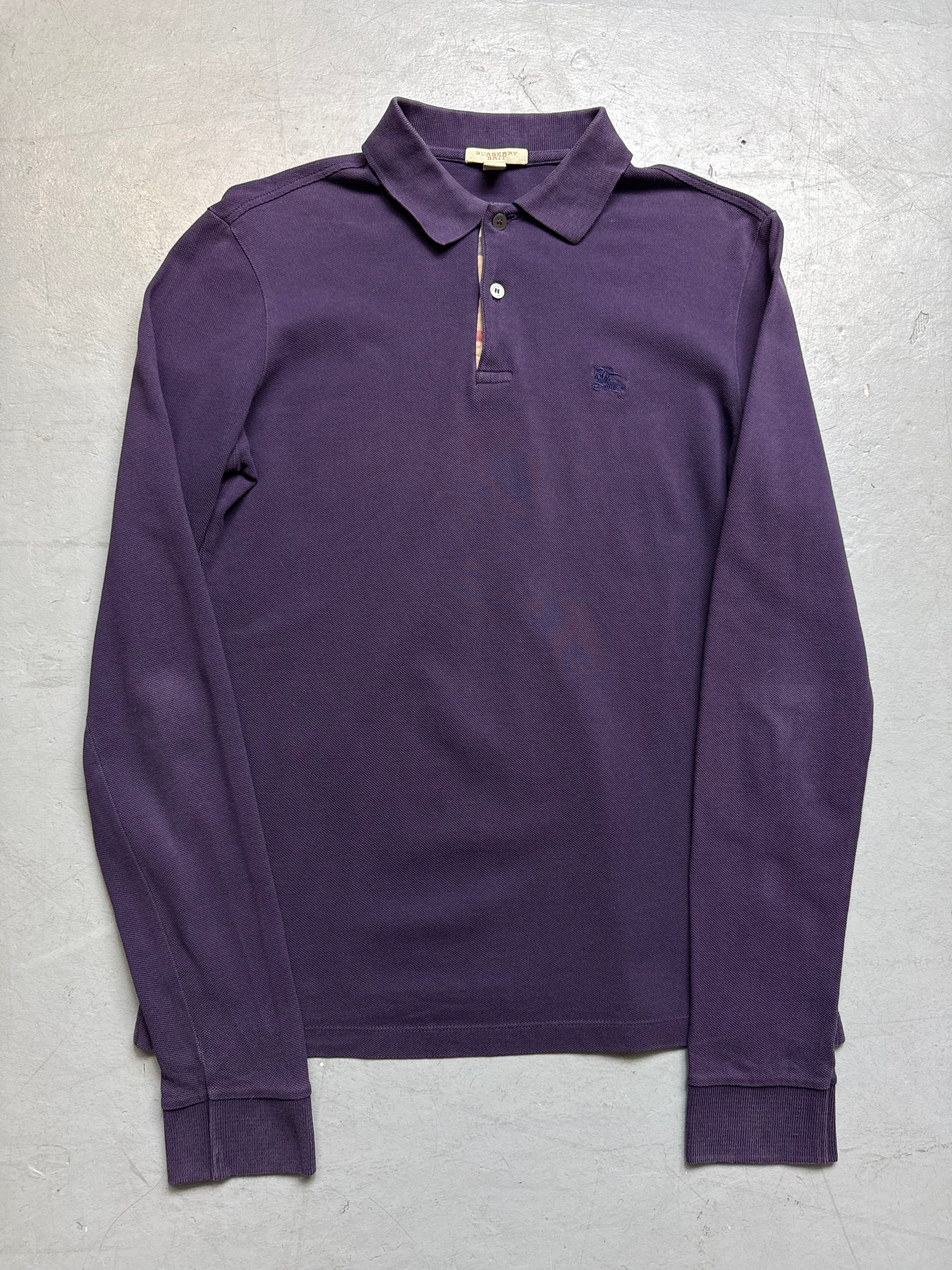 Vintage Burberry Purple Polo Longsleeve for men’s. Y2K Second Hand 2000s Fashion 
