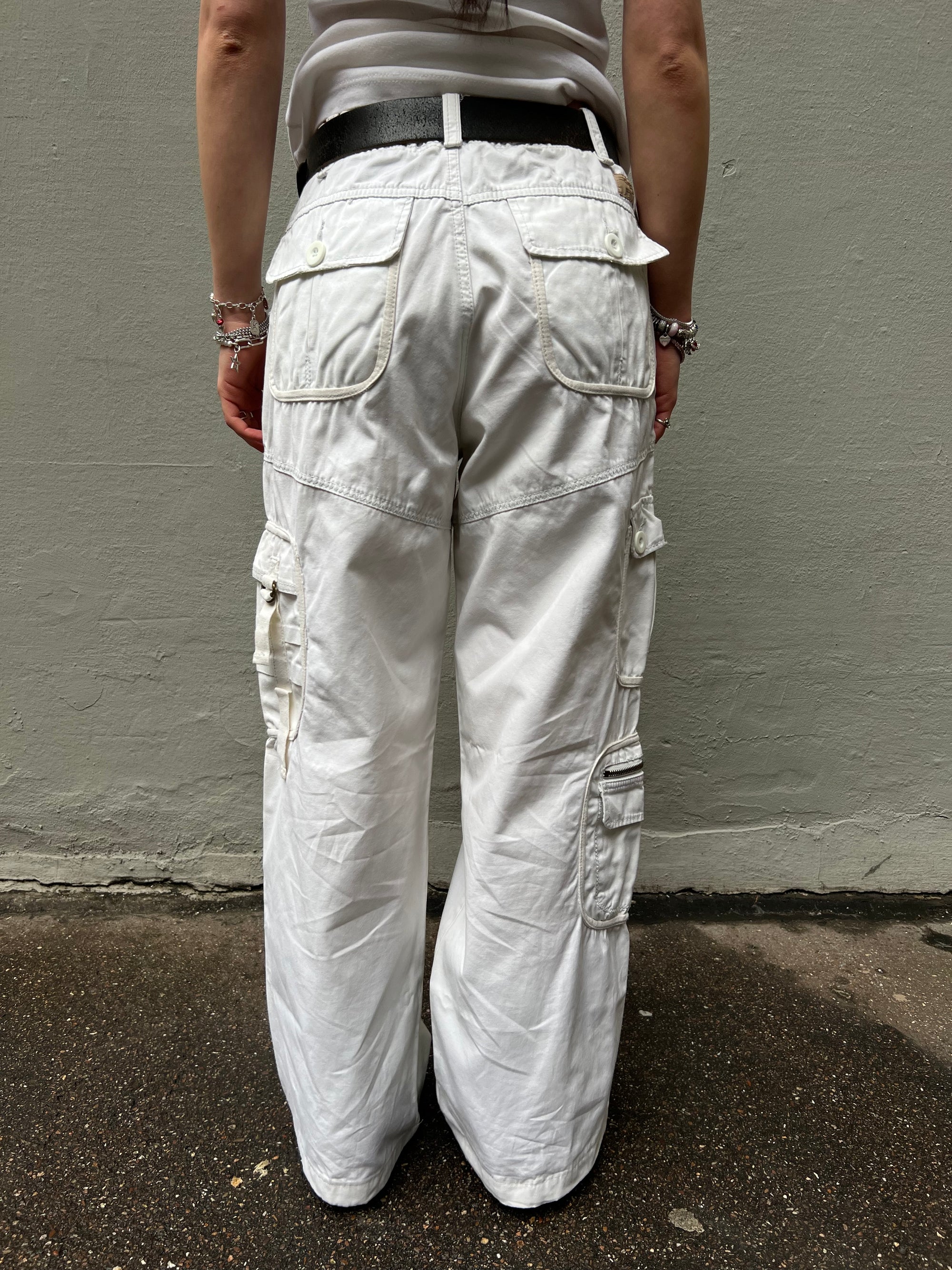 Vintage White Cargo Pants S/M