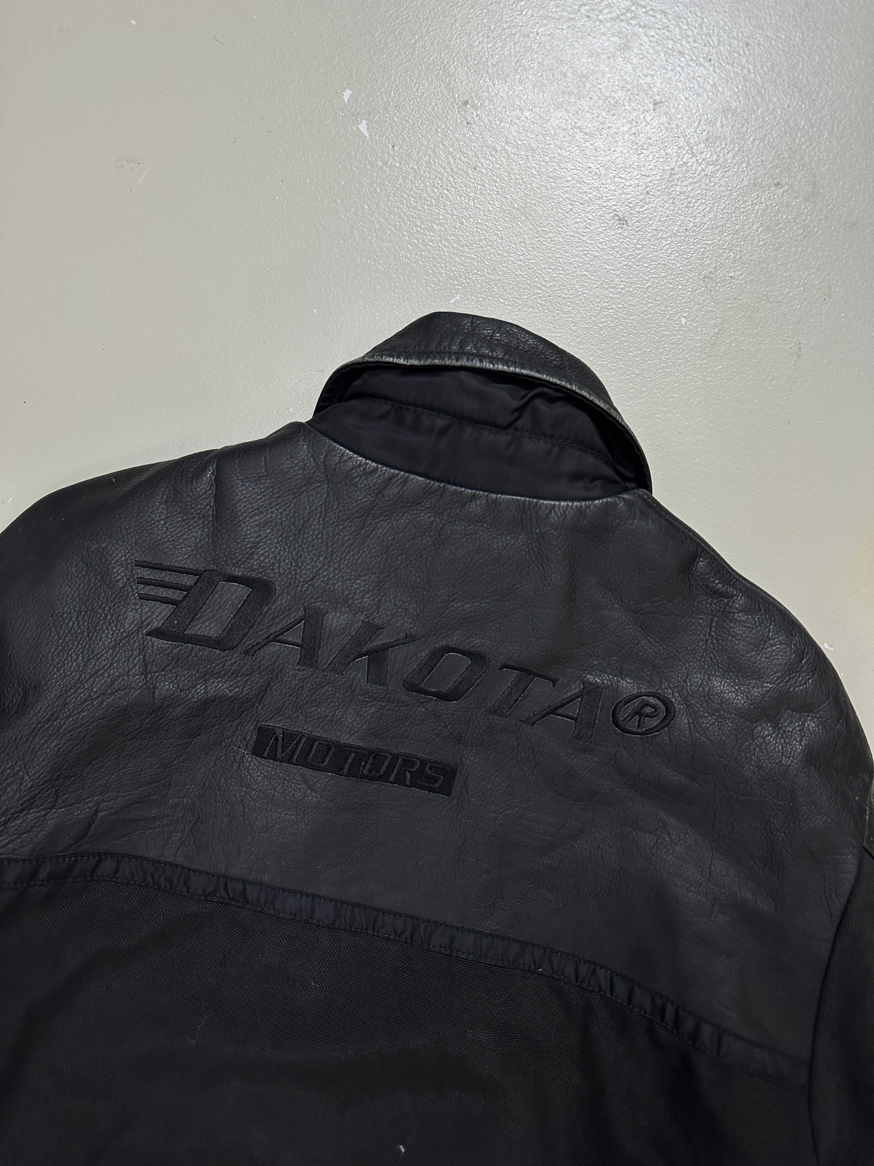 Vintage Dakota Hybrid Leather Jacket für Herren. Y2K Second Hand 2000s Fashion 