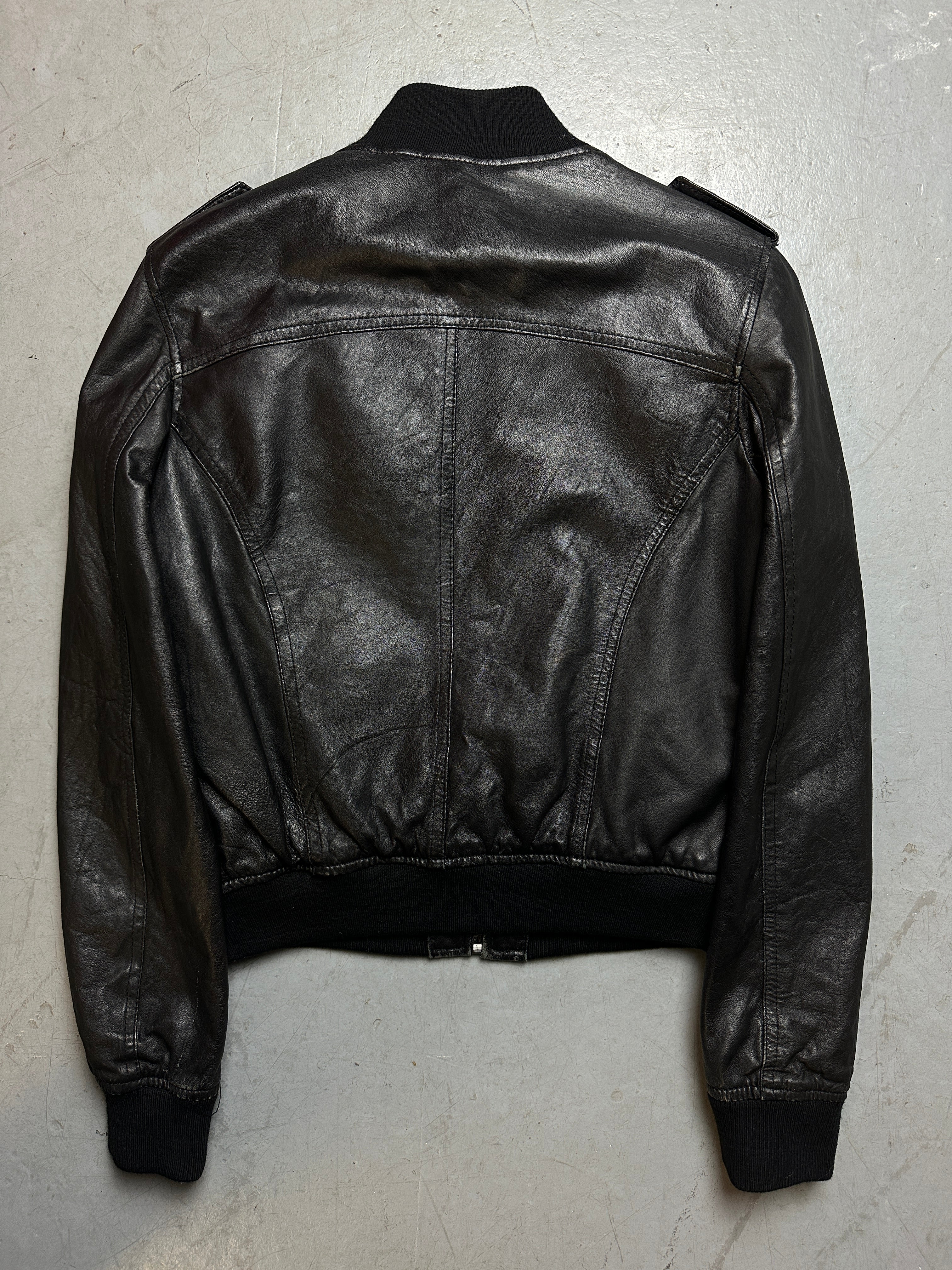 Produktbild Vintage Black Leather Jacket von hinten 