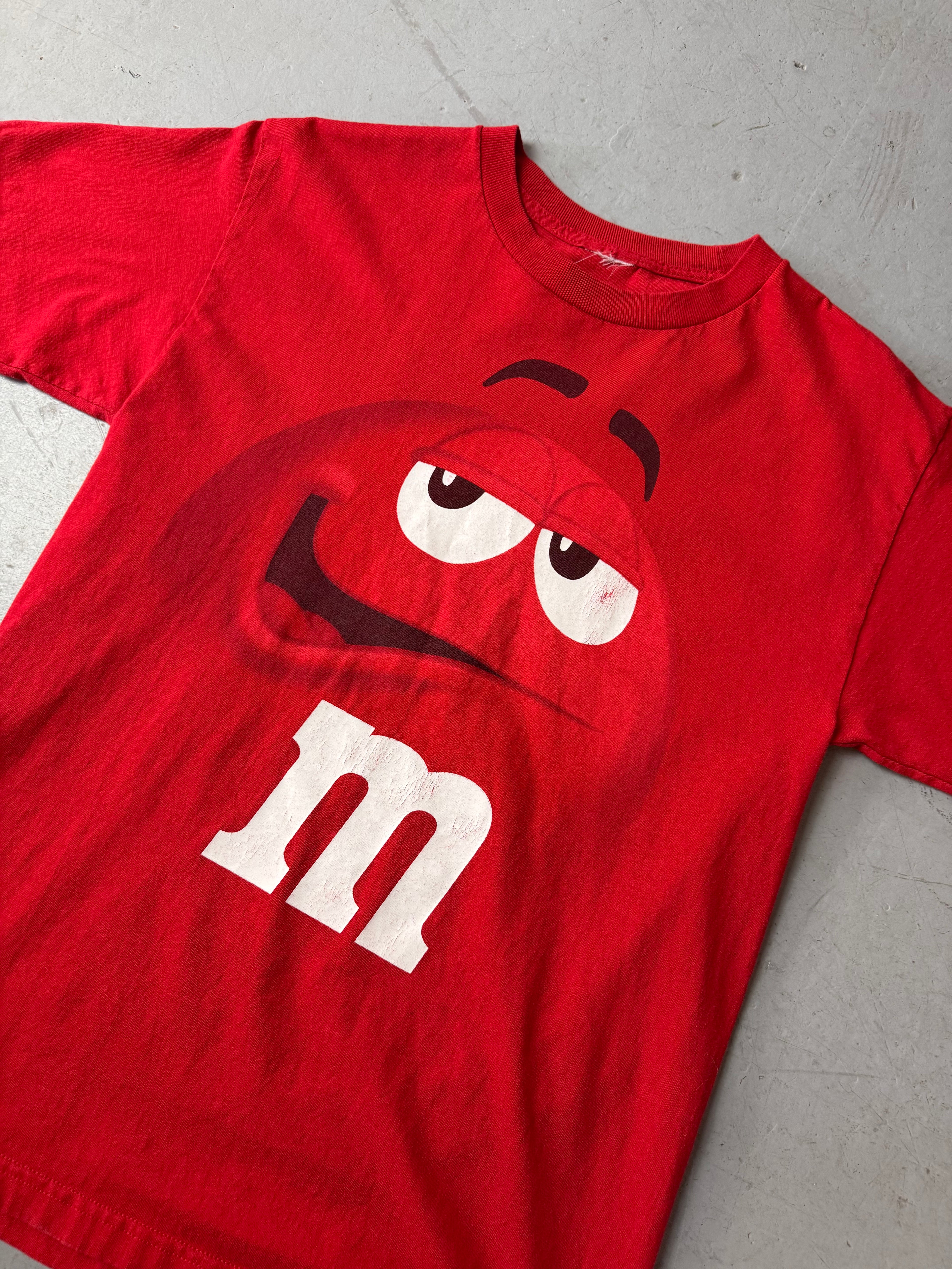 Vintage M&Ms rotes Tshirt für Herren y2k 2000s Fashion 