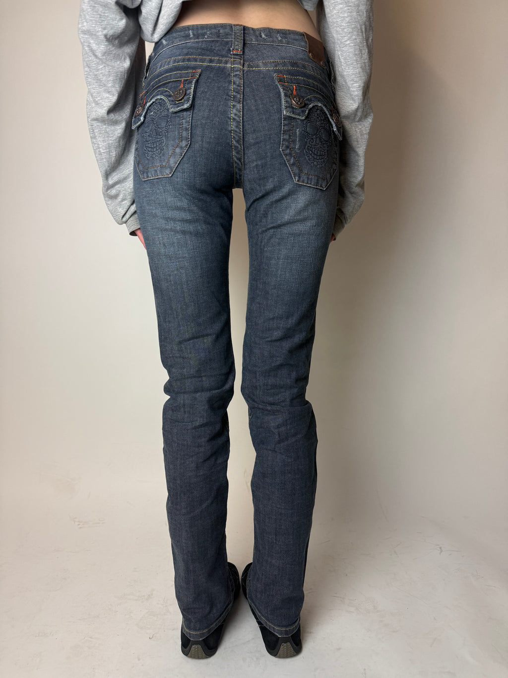 Y2K Laguna Beach „Huntington Beach“ Grey Blue Mid Waist Denim S/M-L + BOX