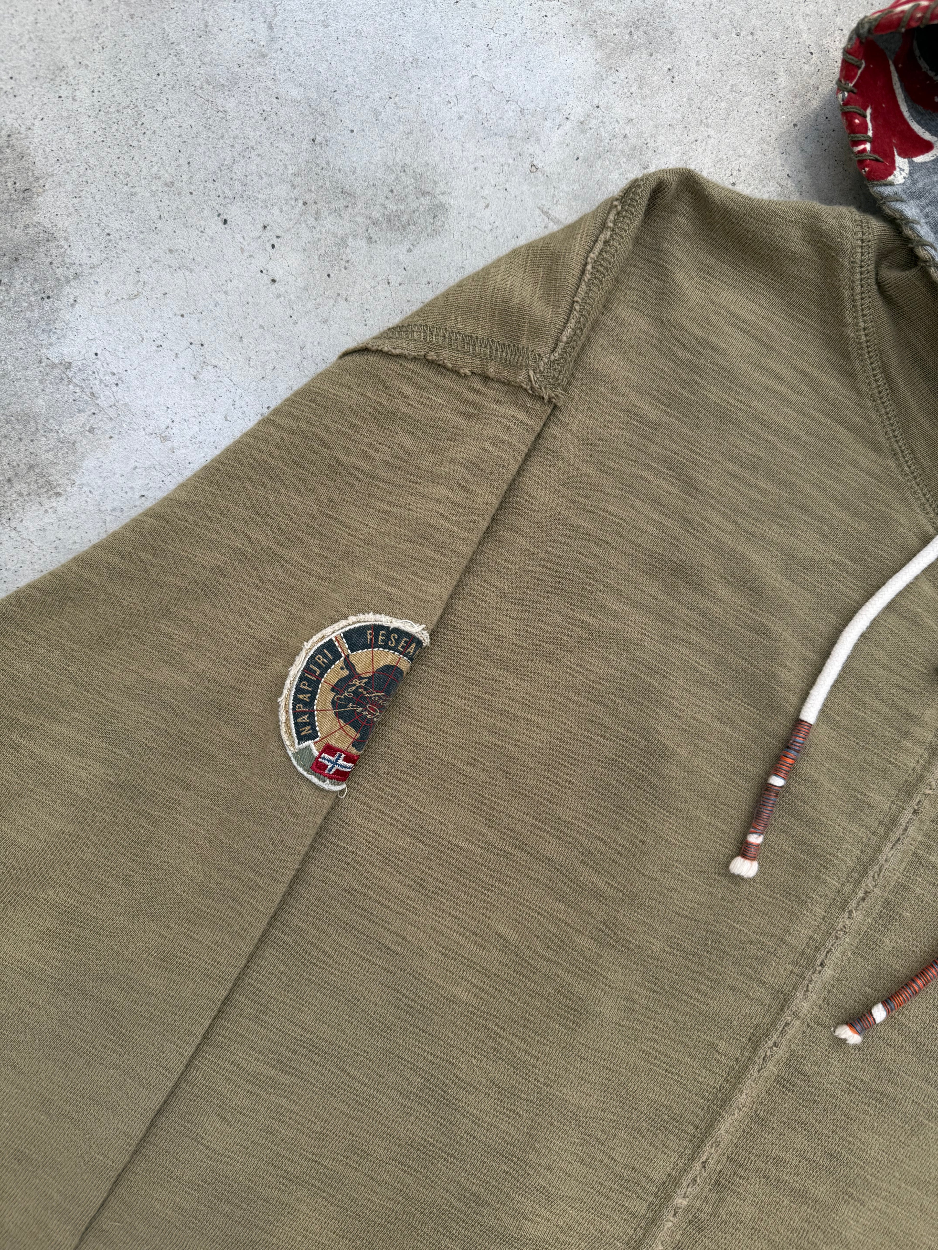 Vintage Napapijri Khaki Zip Hoodie XXL