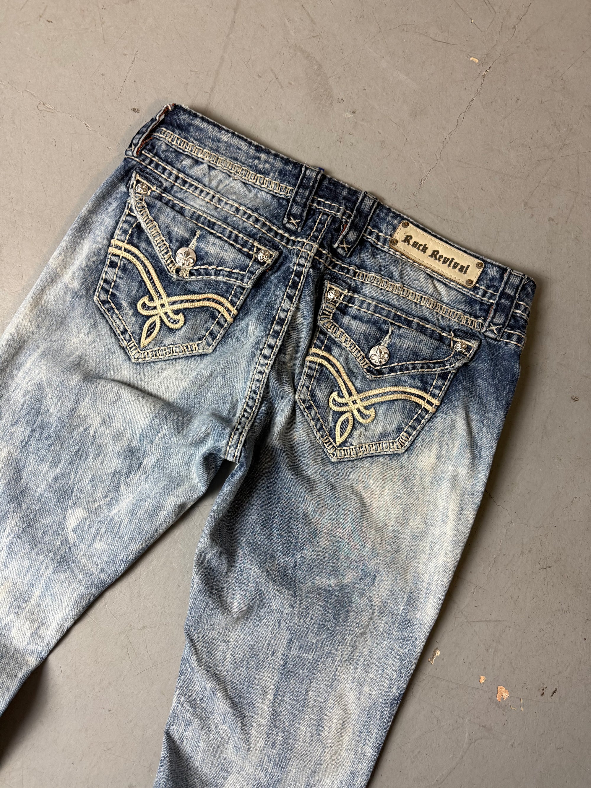 Vintage Rock Revival Blue Washed Bootcut Denim M/L