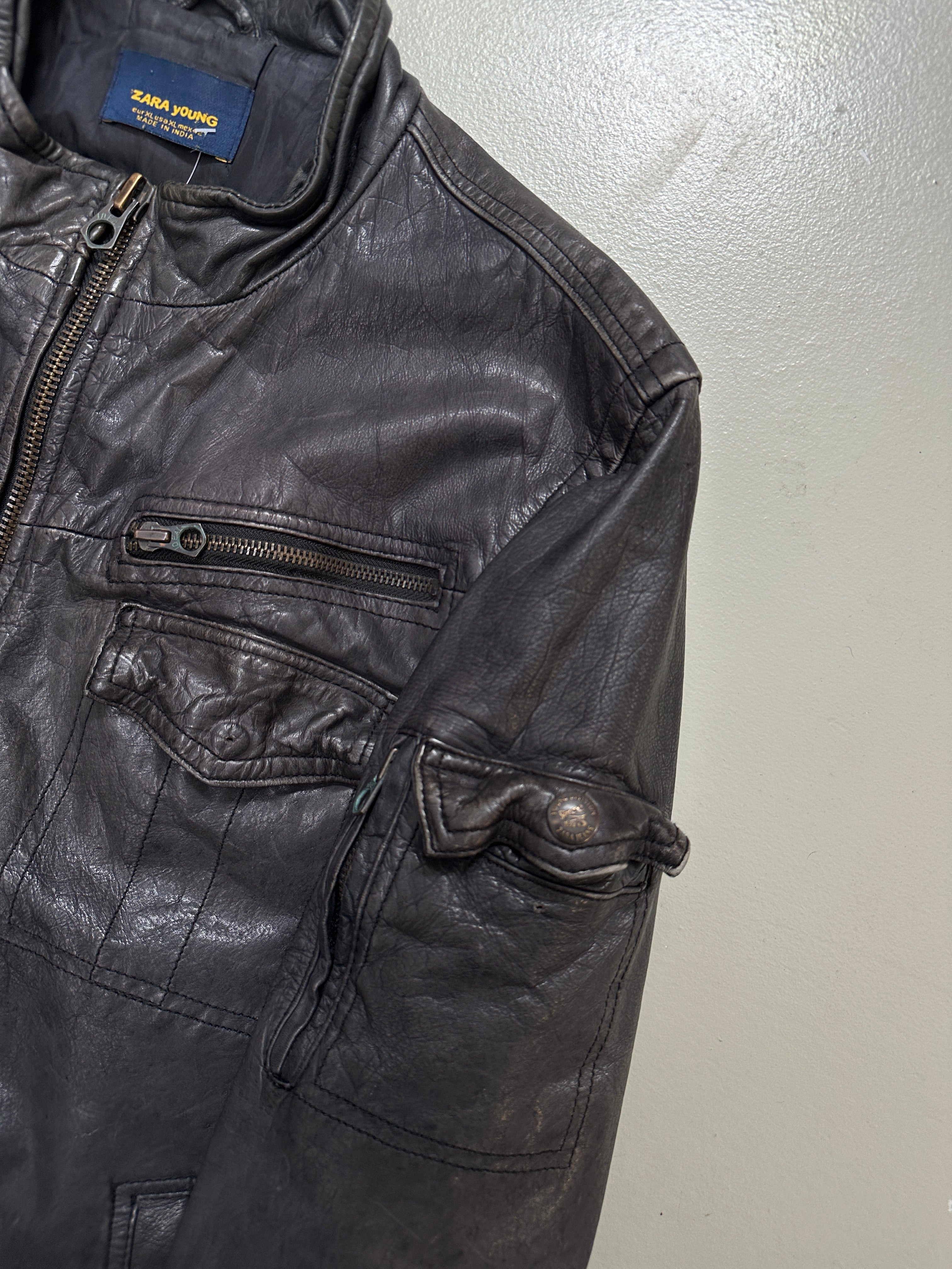Vintage Racing Leather Jacket für Herren Y2K Second Hand 2000s Fashion 