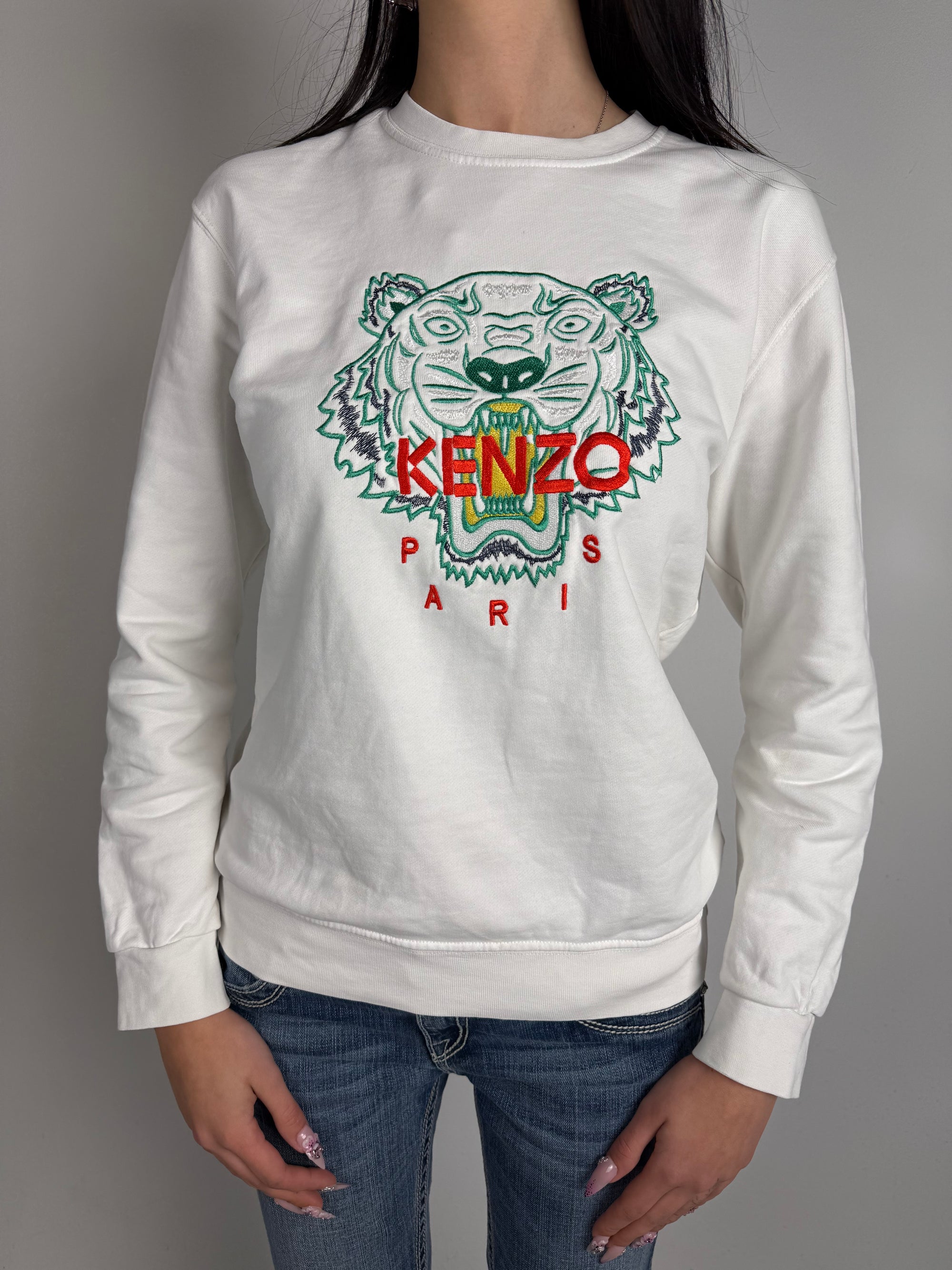 Vintage Kenzo Paris Printed White Sweater S