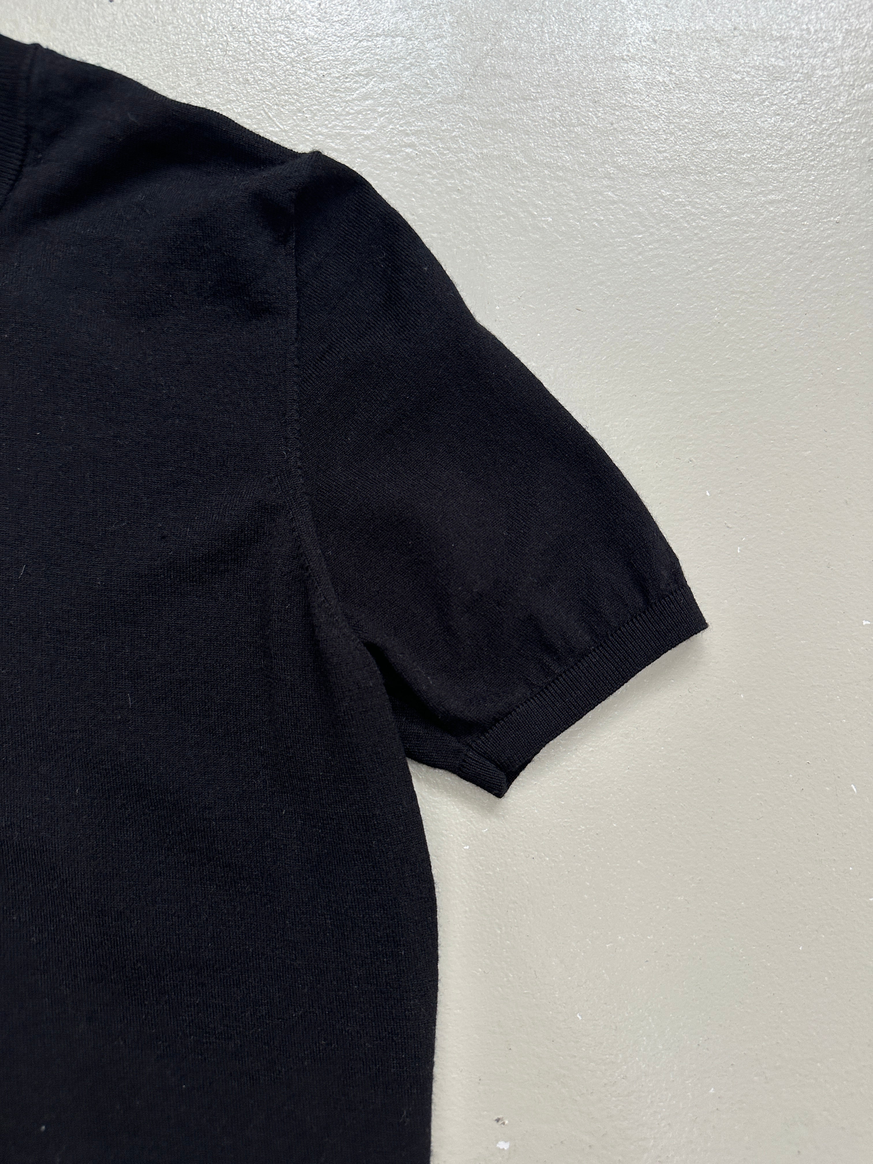 Vintage Moncler Black Short Sleeve Wool Top L