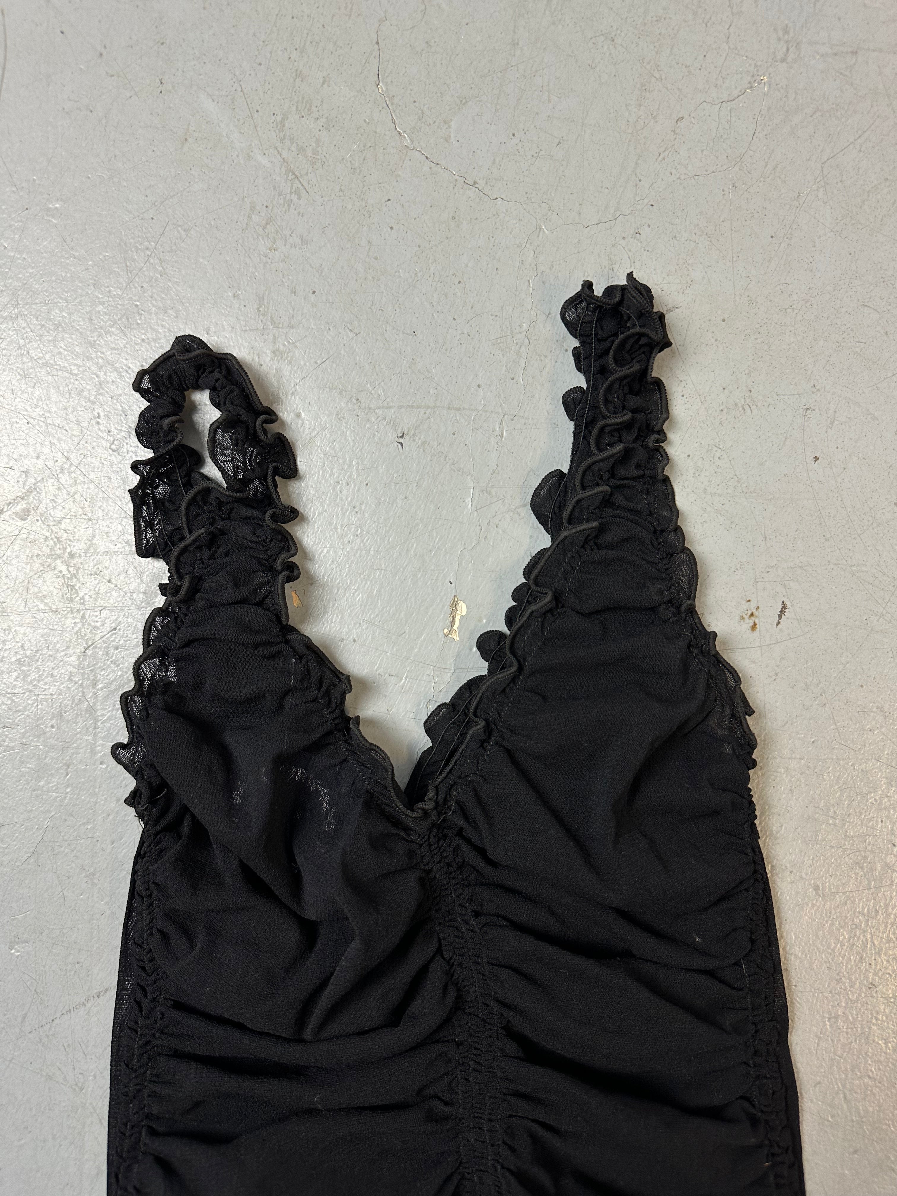 Vintage Black Seethrough Mesh Top S