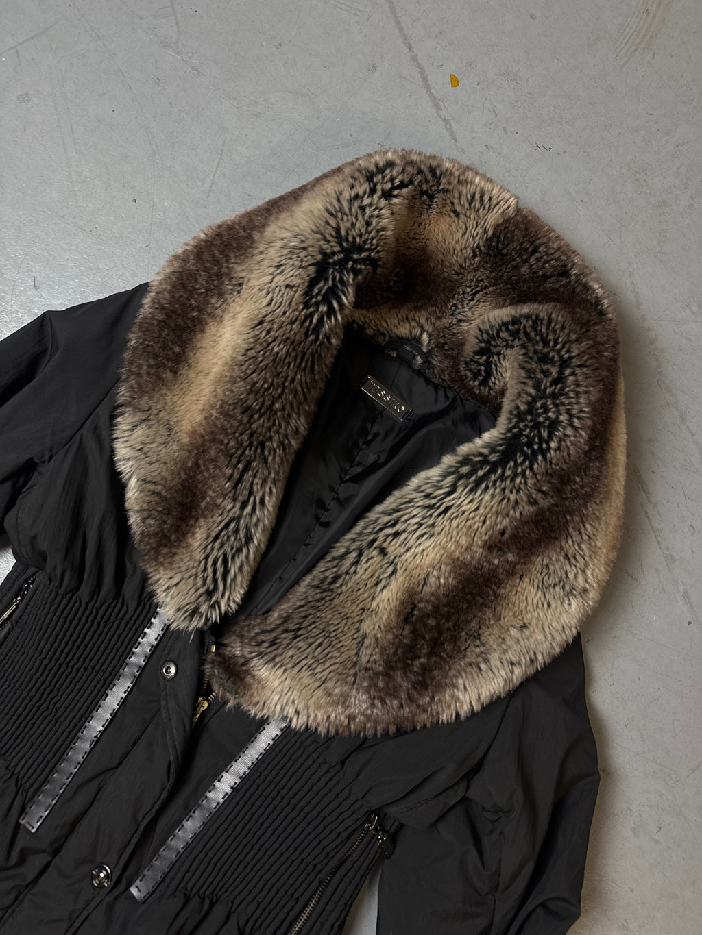 Vintage Missiko Black Winter Jacket with Faux Fur Collar M