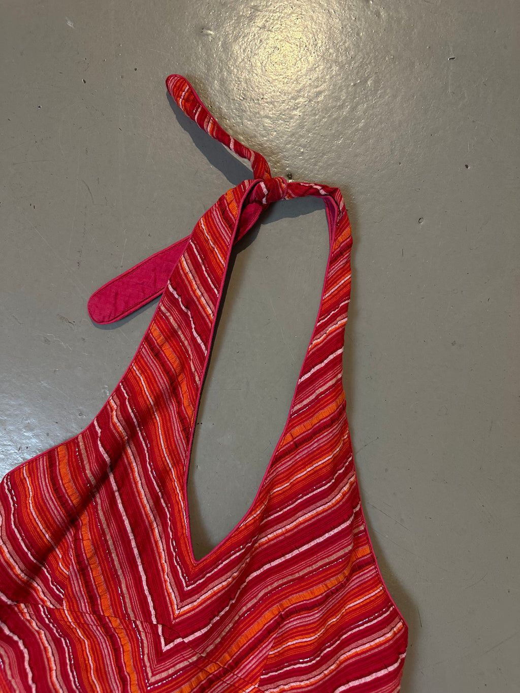 Vintage Striped Neckholder Midi Dress S