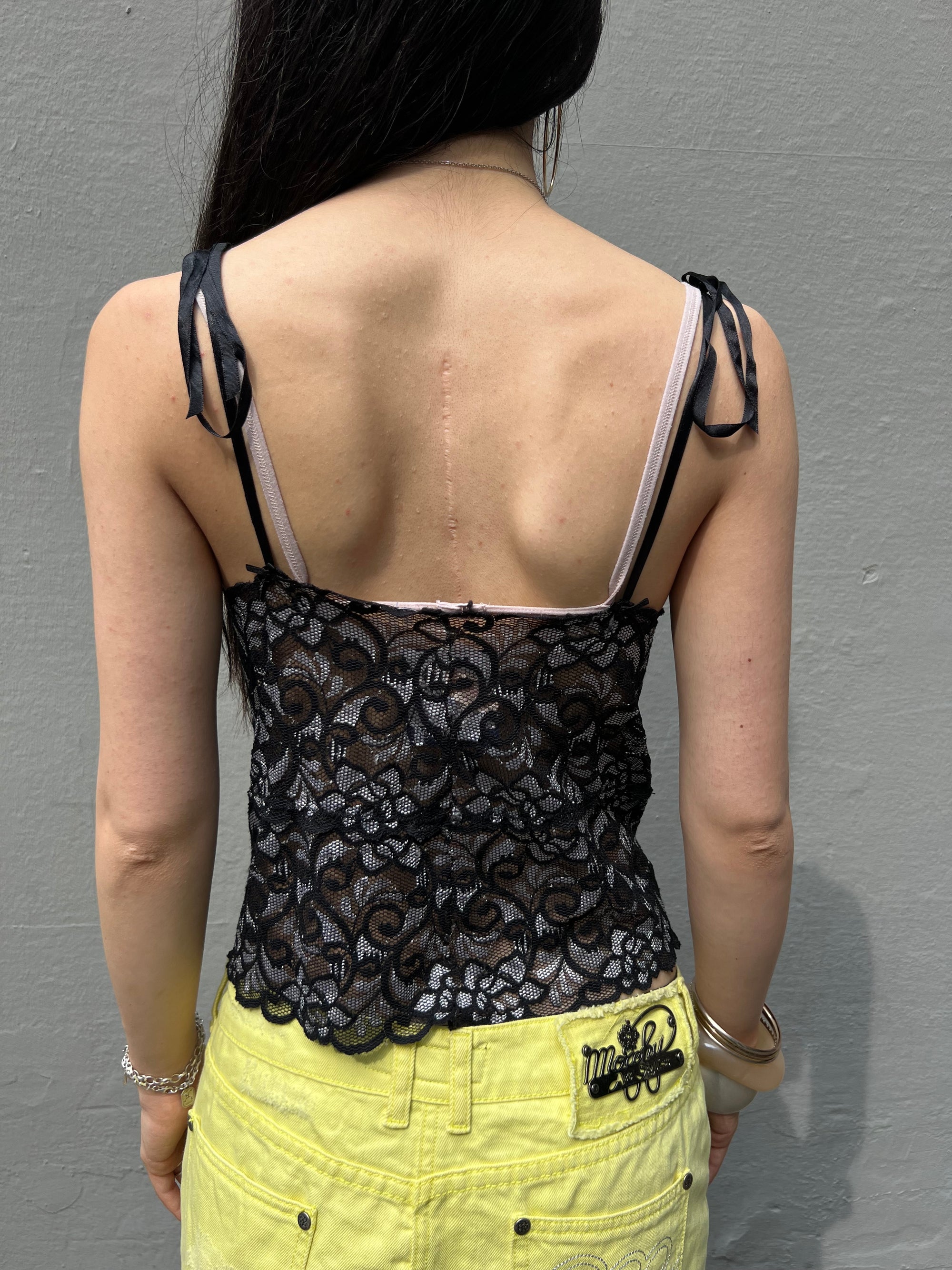 Vintage Black Mesh Flower Top XS/S