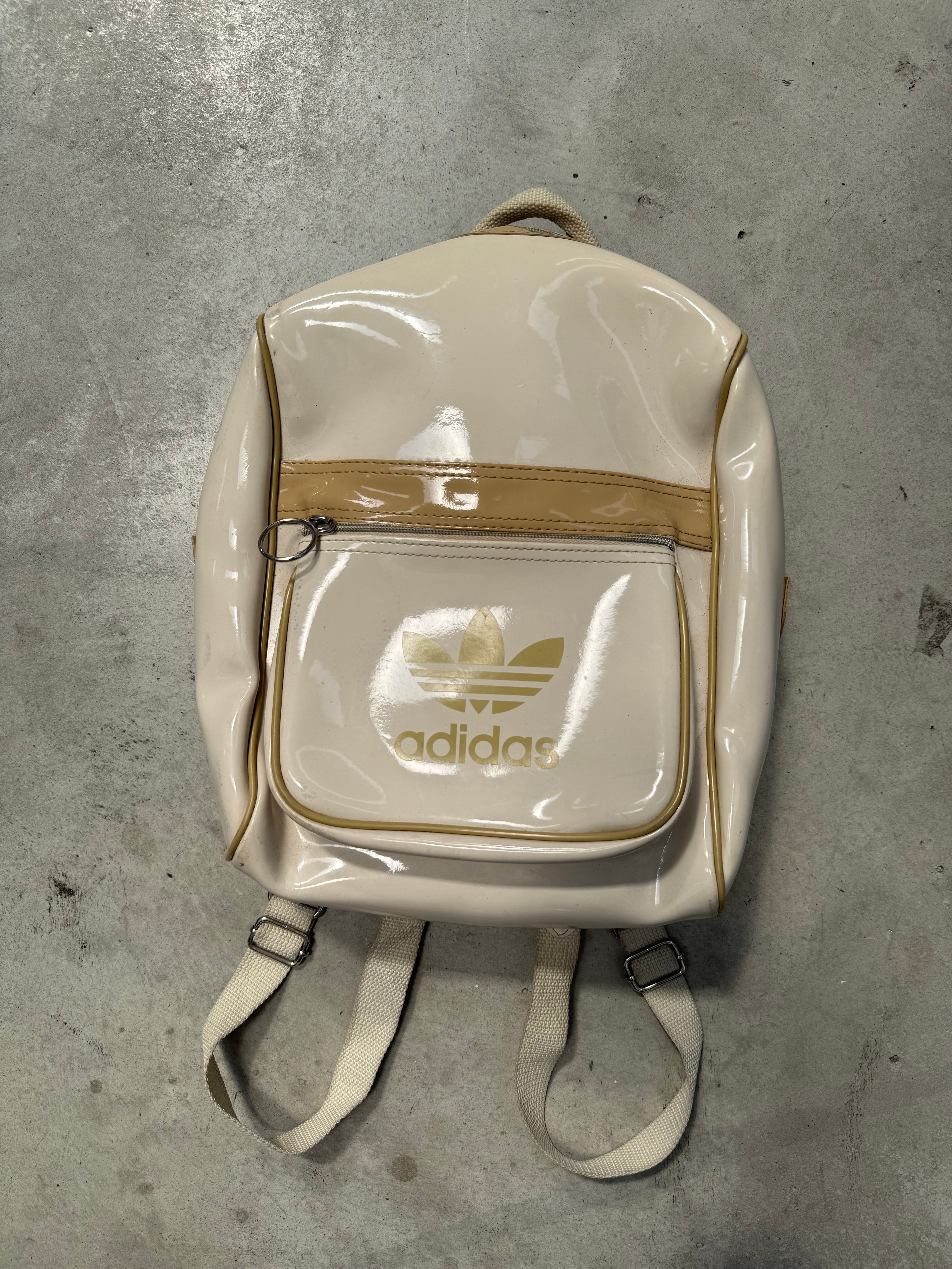 Vintage Adidas White and Gold Backpack