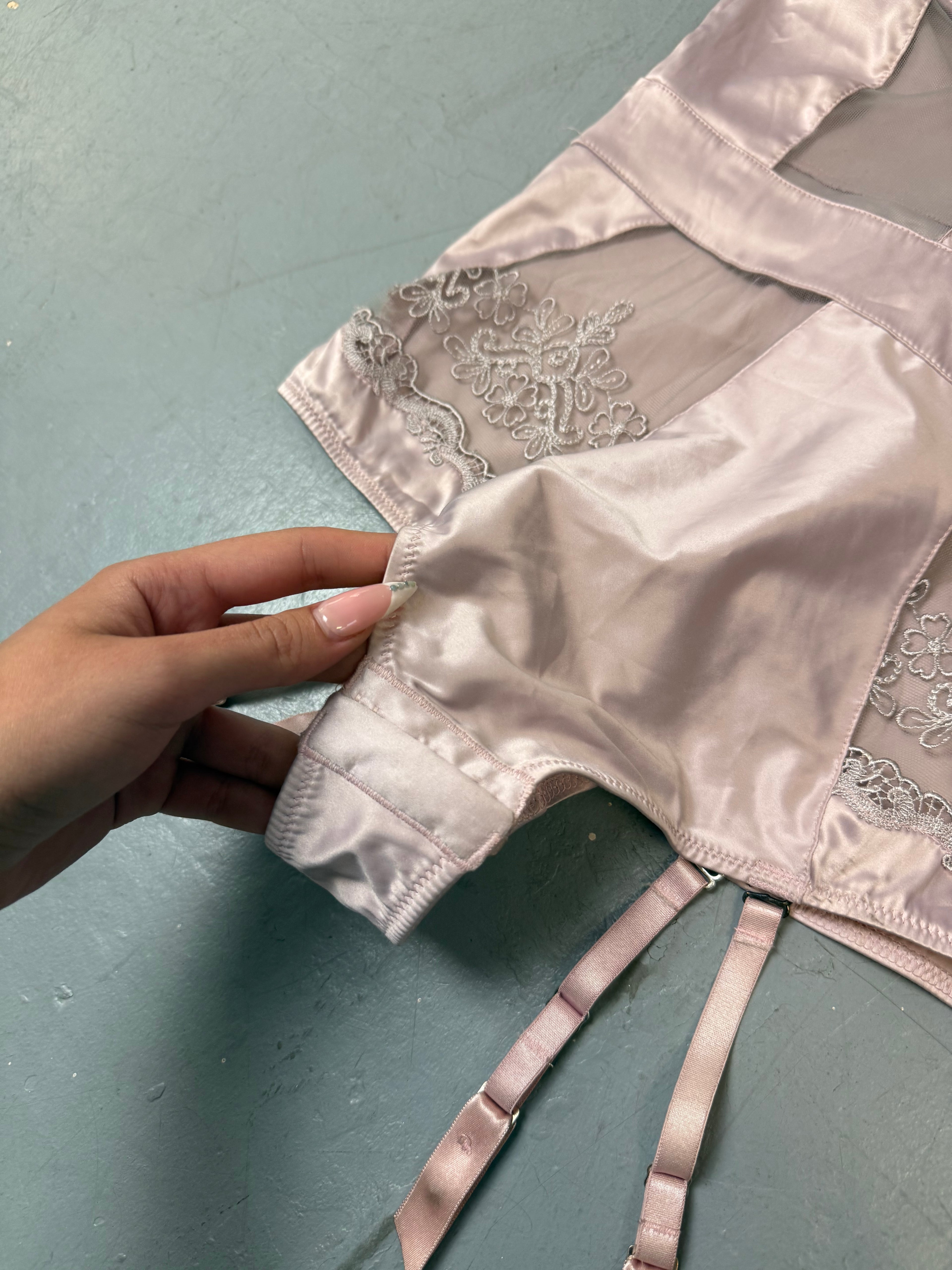 Vintage Light Pink Seethrough Lace Body S