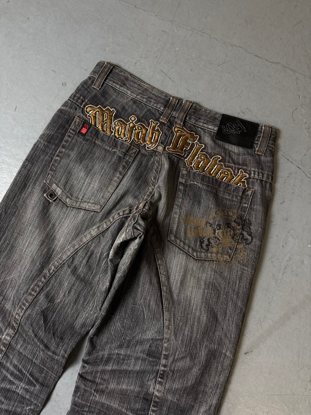 Detailbild von Vintage Majah Flavah Grey Baggy Denim with Backstitching M von hinten