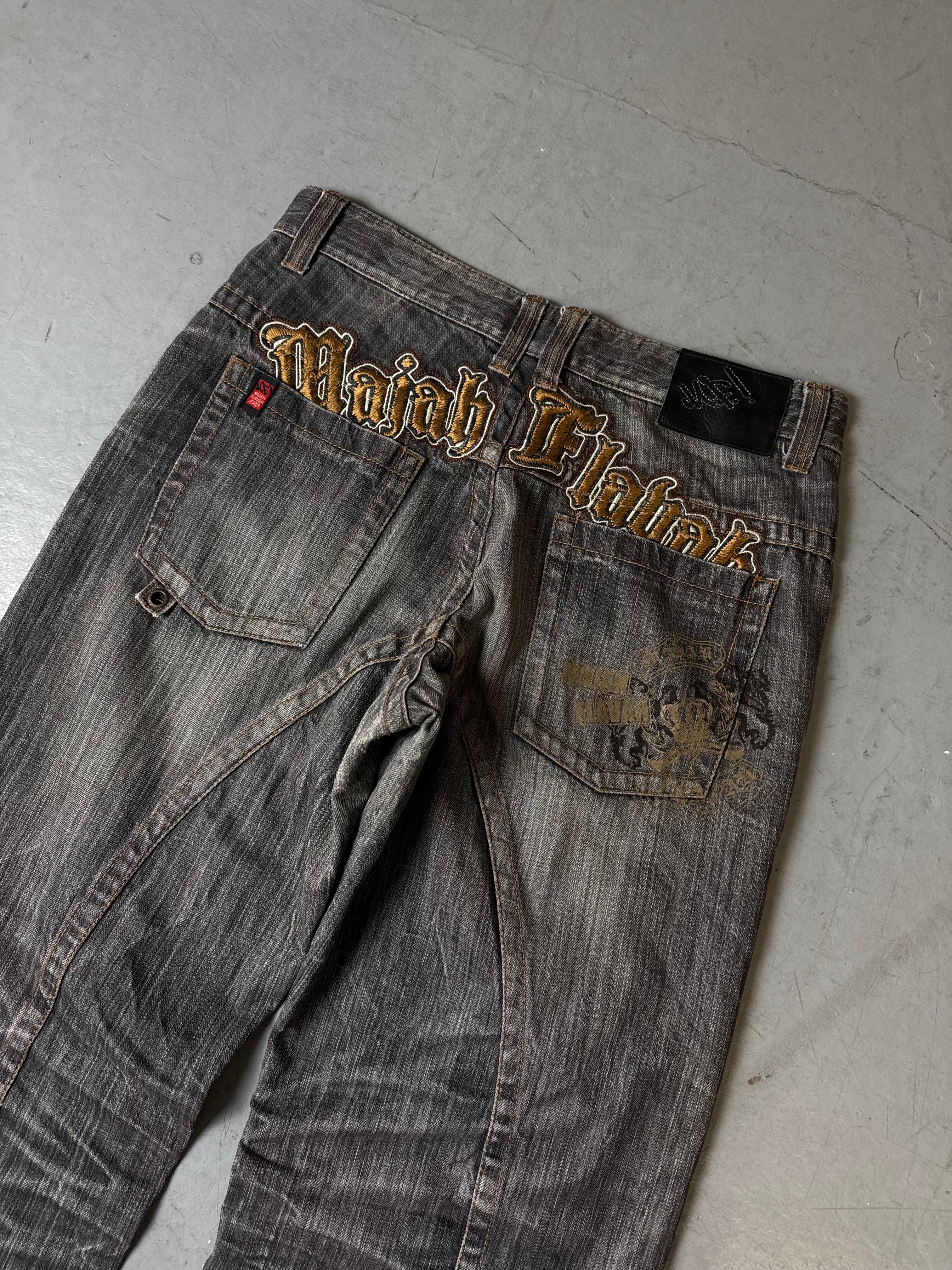 Detailbild von Vintage Majah Flavah Grey Baggy Denim with Backstitching M von hinten