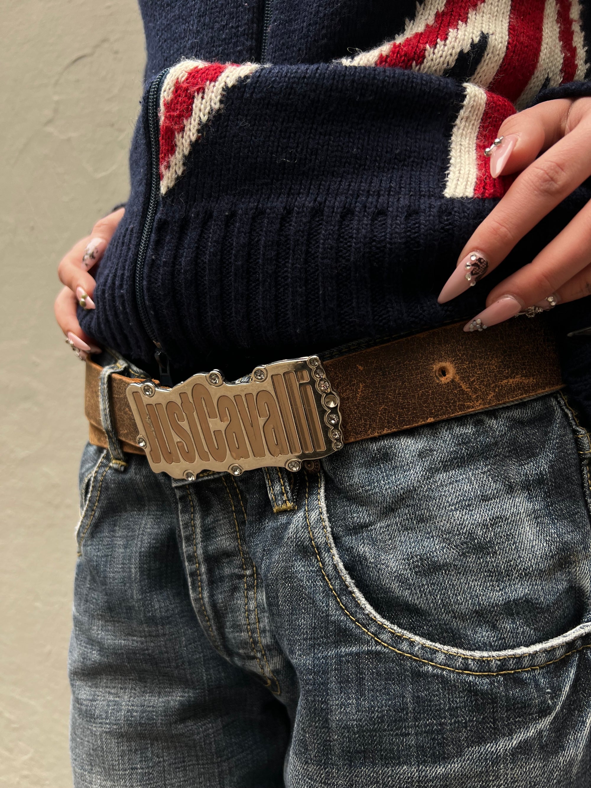 Vintage Brown Just Cavalli Leather Belt