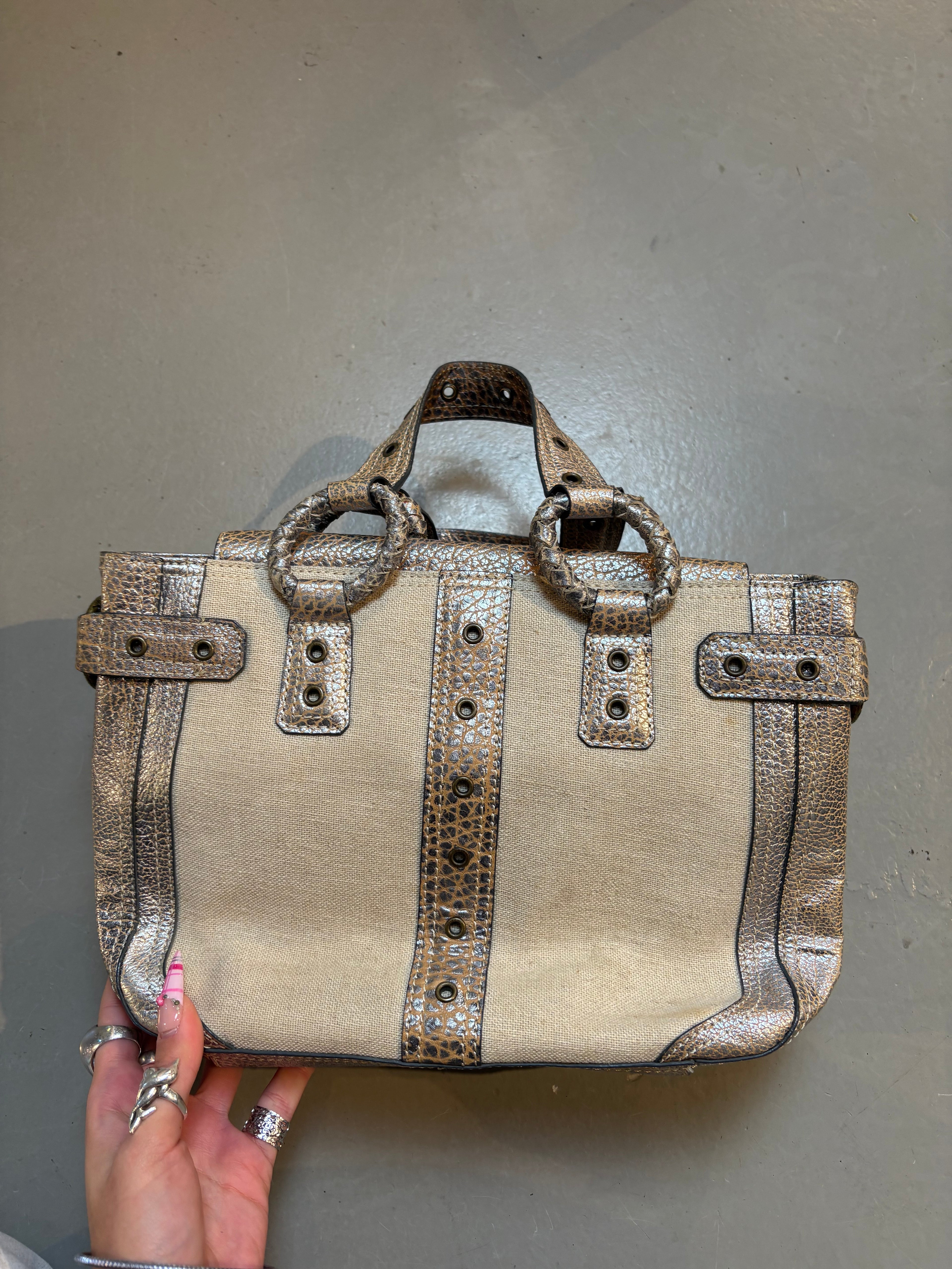 Vintage Beige Just Cavalli Mini Bag With Gold Details