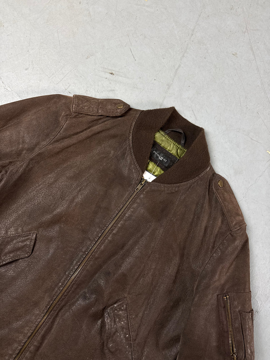 Detailliertes Produktbild Vintage Brown Wild Leather Jacket S von vorne 