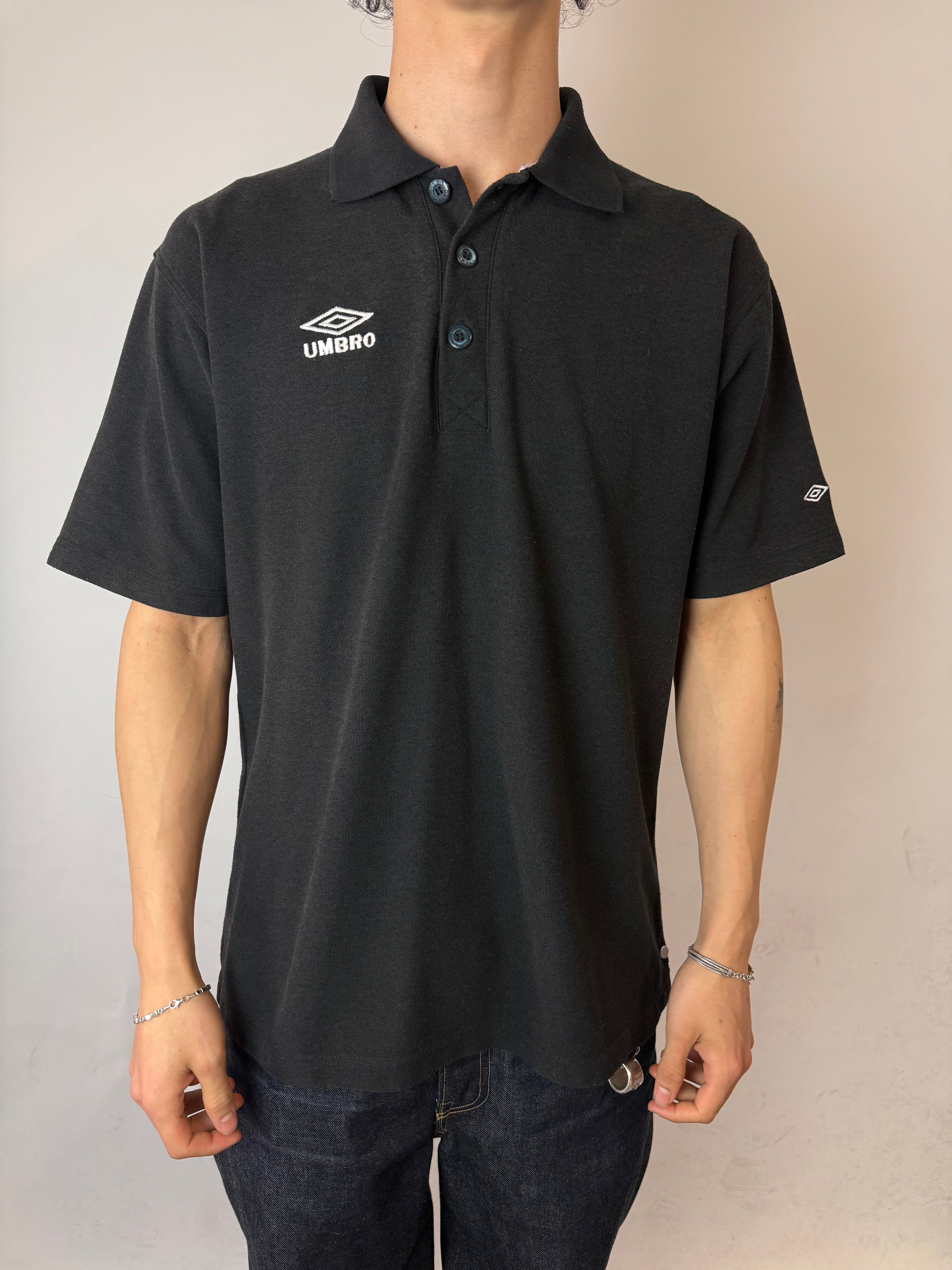 Vintage Umbro Black Polo Shirt XL