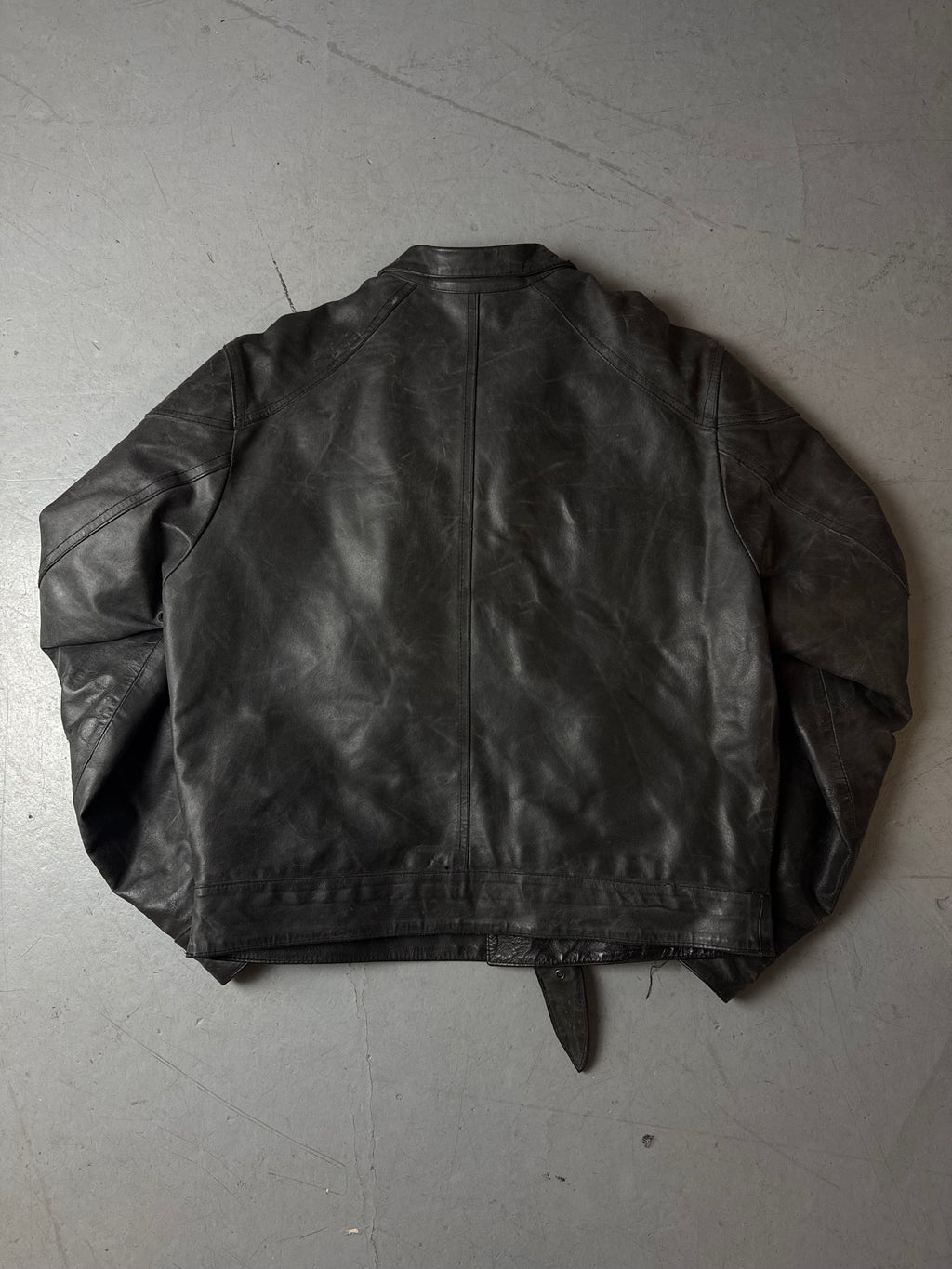 Vintage Italian Black Biker Leather Jacket XL