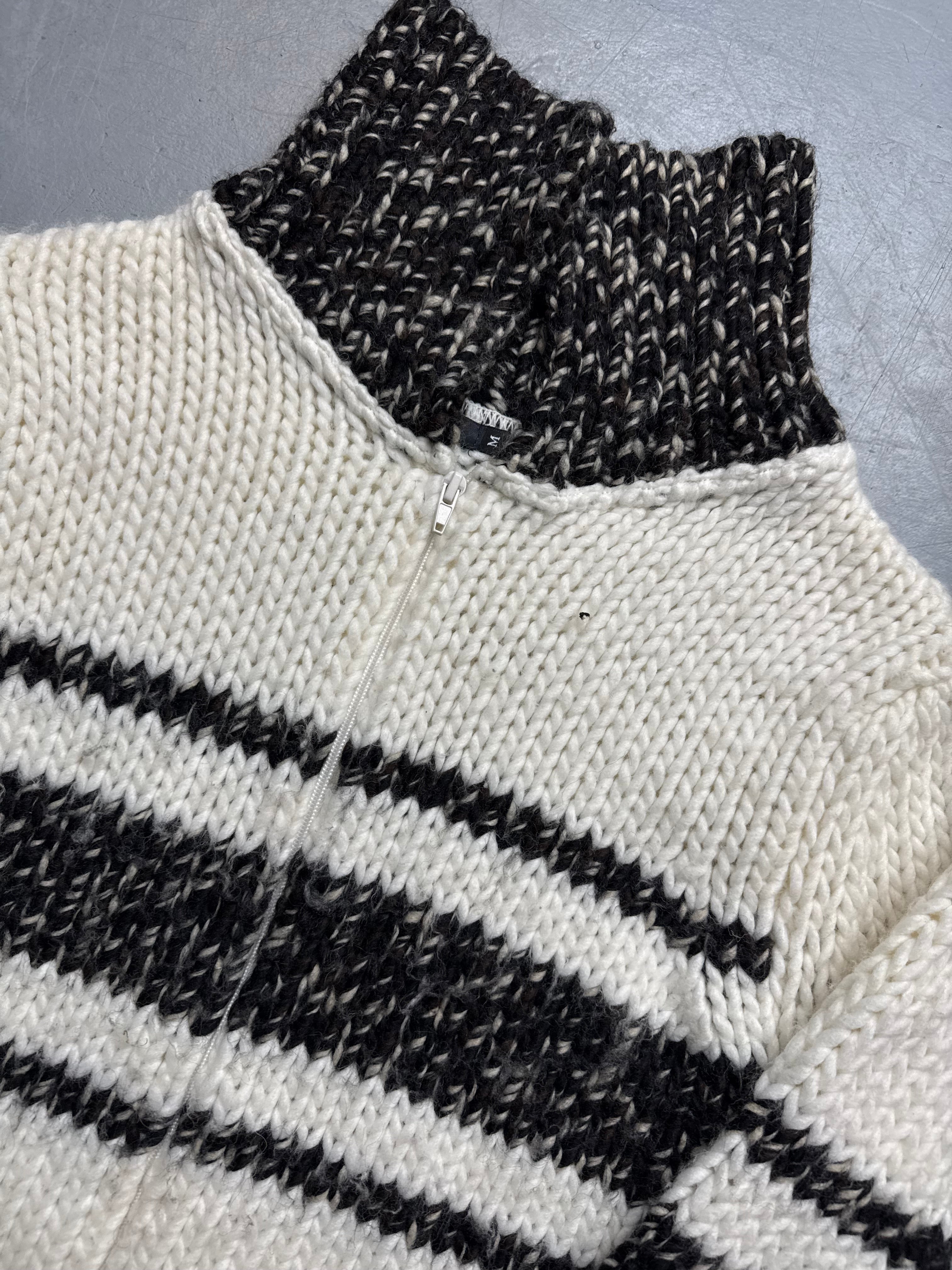 Vintage Denny Rose Striped Wool Zipper für Damen. Y2K Second Hand 2000s Fashion