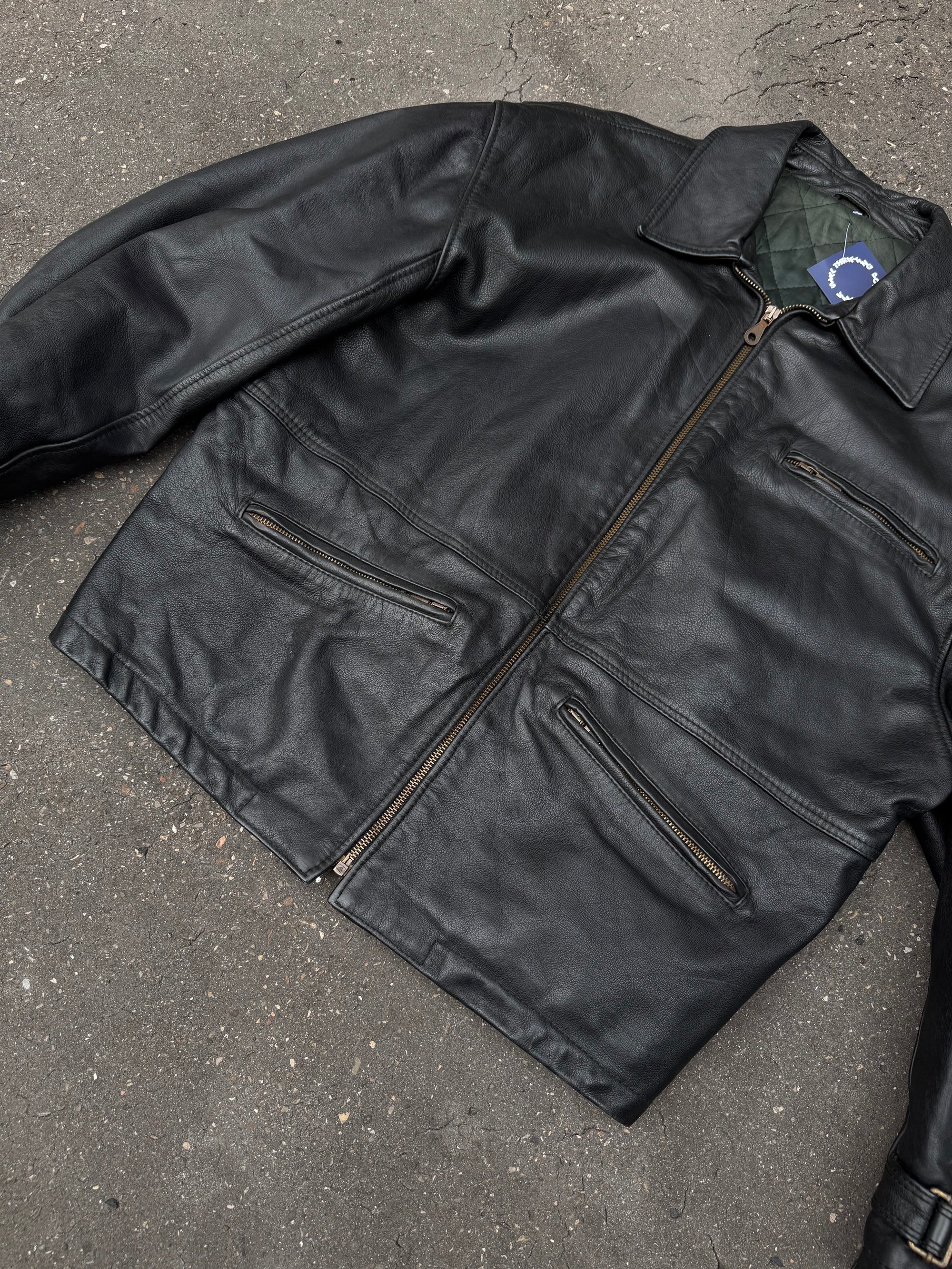 Vintage Fery Black Long Leather Jacket XL