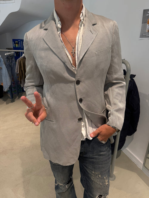 Vintage Grey Blazer für Herren. Y2K Second Hand 2000s Fashion.
