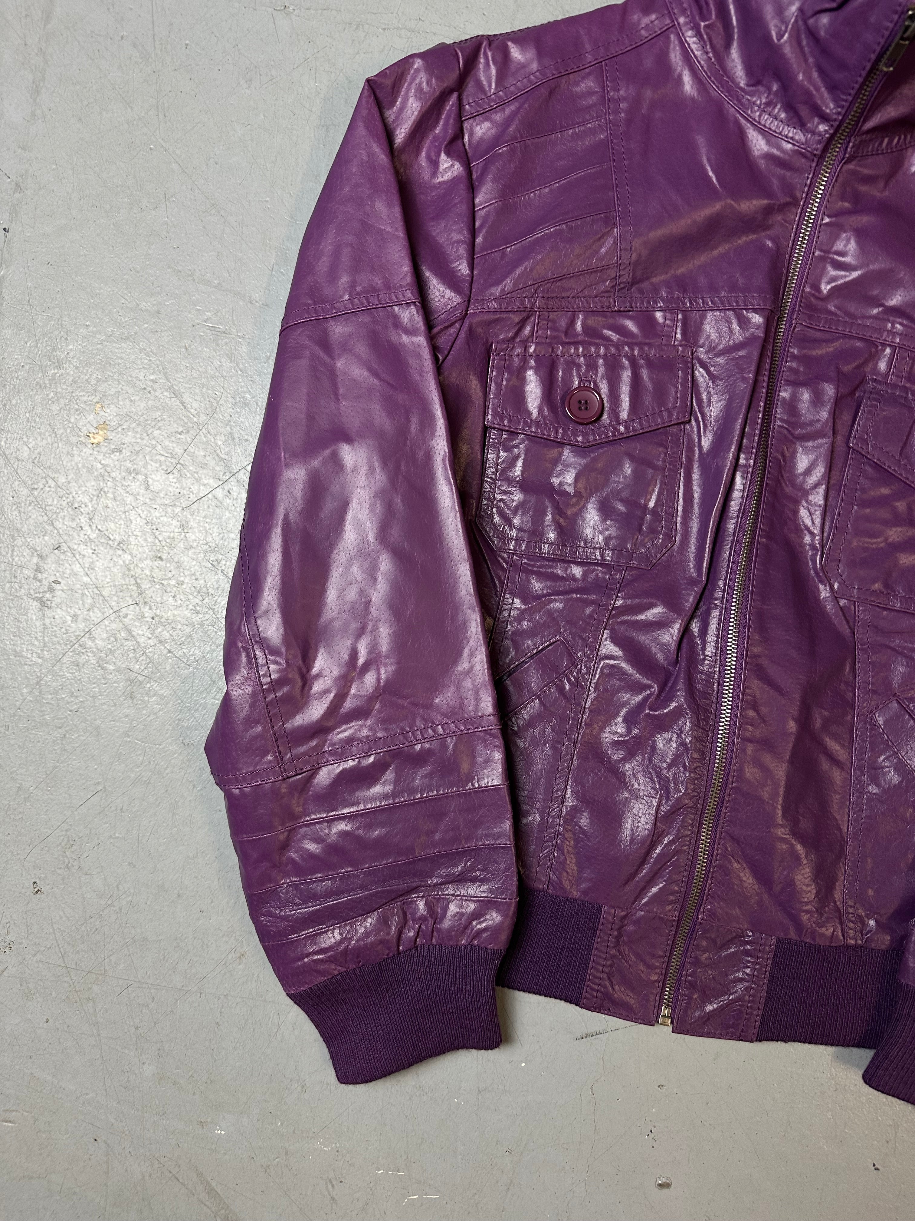 Vintage Purple Leather Jacket L