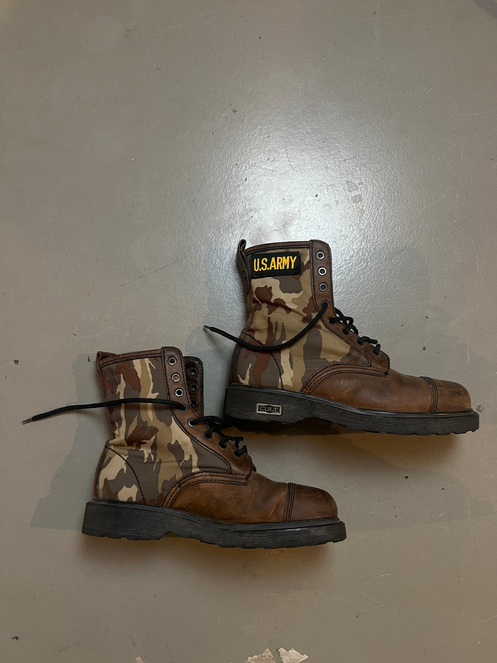 Vintage Brown Camouflage Military Boot 42