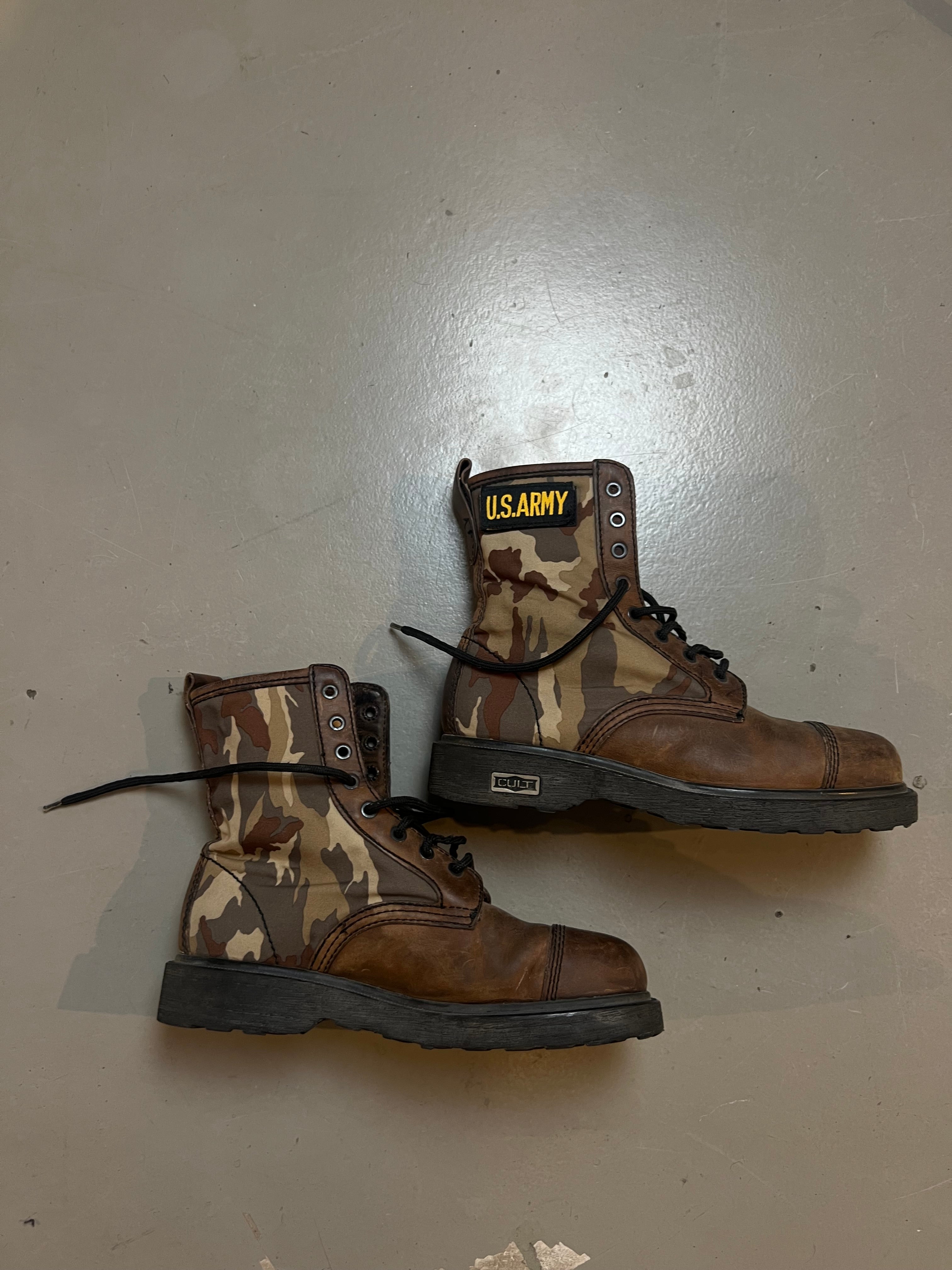 Vintage Brown Camouflage Military Boot 42