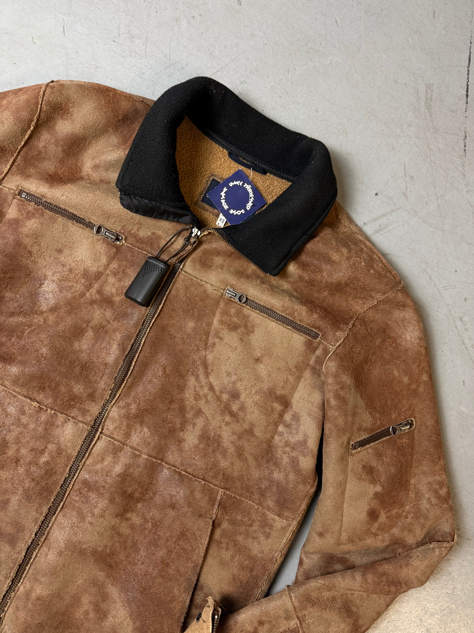 Vintage Armani Jeans Brown Faux Sherling Jacket M/L