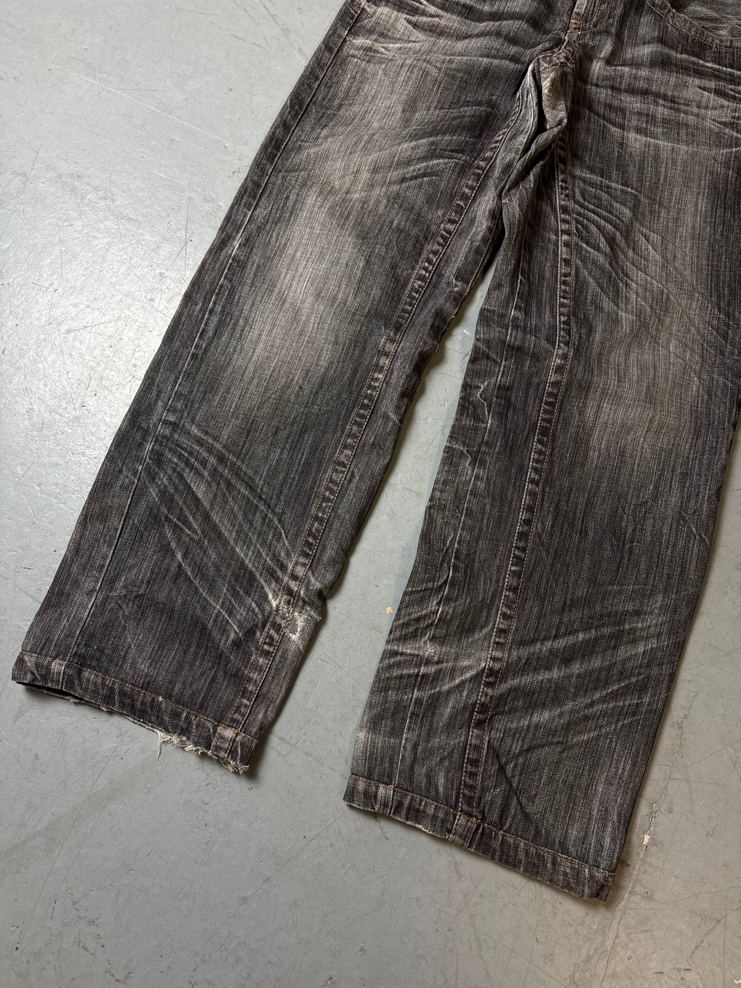 Detailbild von Vintage Majah Flavah Grey Baggy Denim with Backstitching M von vorne 