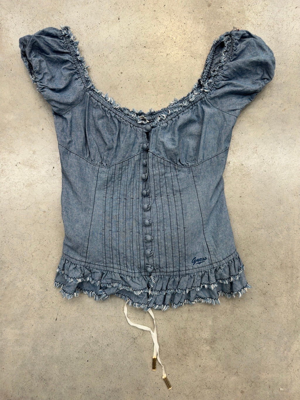 Vintage Guess Denim Back Corsett Top S