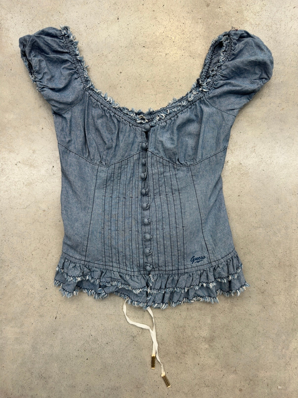 Vintage Guess Denim Back Corsett Top S