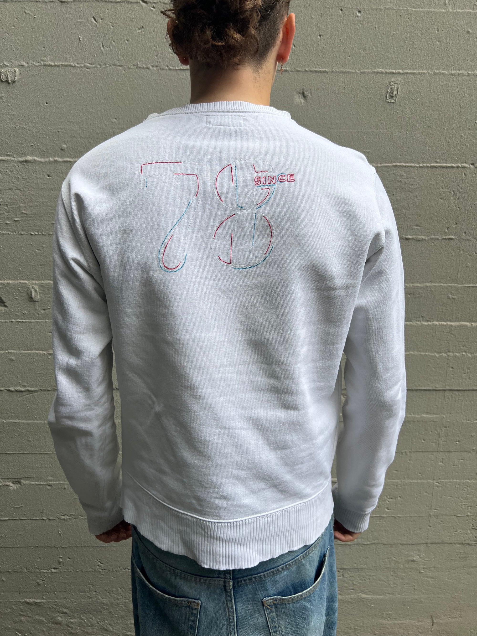 Vintage White Diesel Logo Sweater M/L