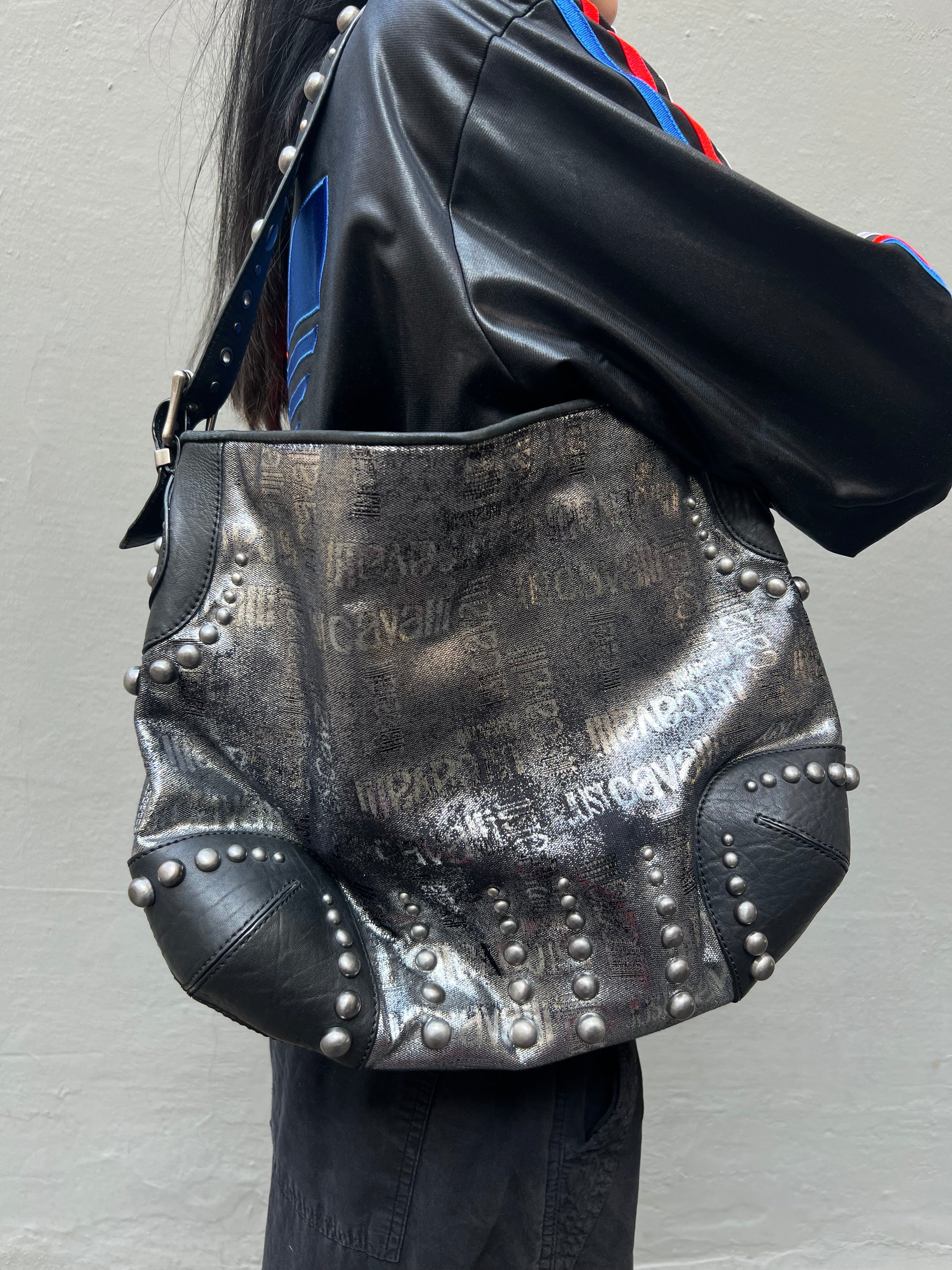 Vintage Just Cavalli Black Bag with Silver Studs