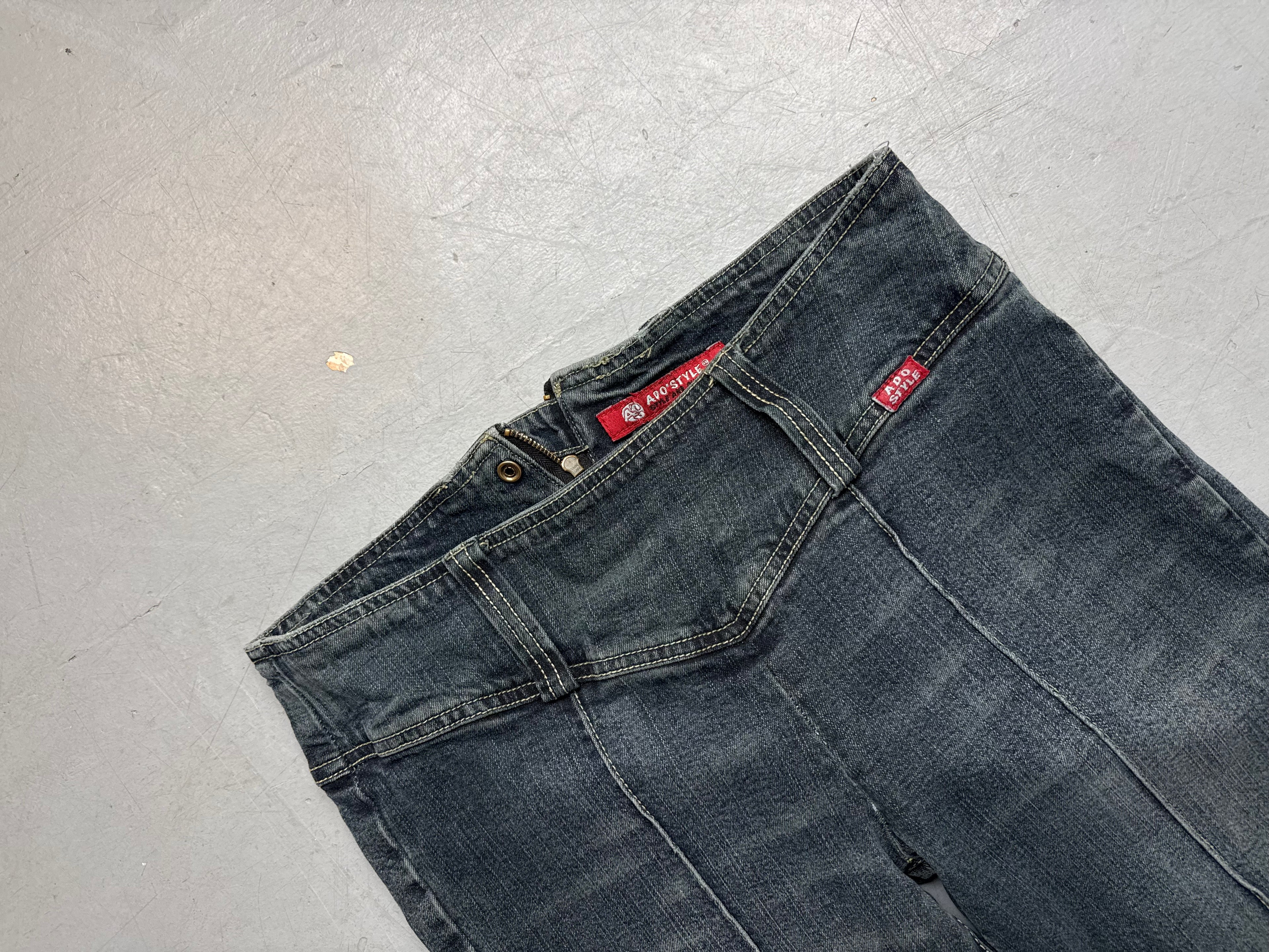 Vintage Ado Style Dark Flared Back-Zip Denim M