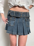 Vintage Bongo Denim Mini Skirt with Belt M