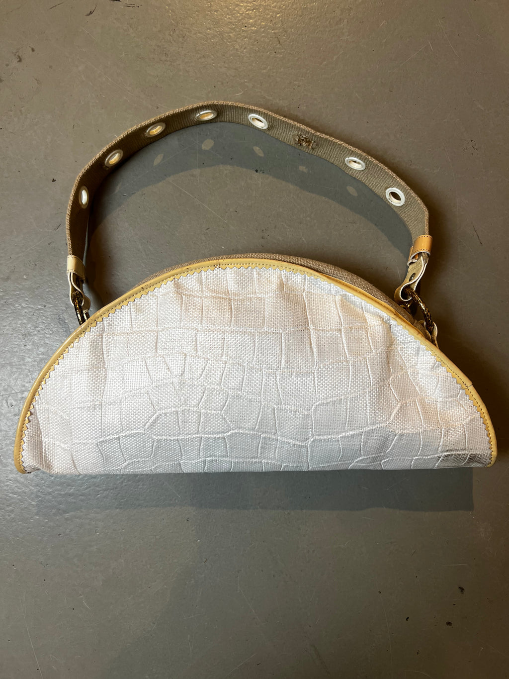 Vintage Just Cavalli Creme Baguette Bag