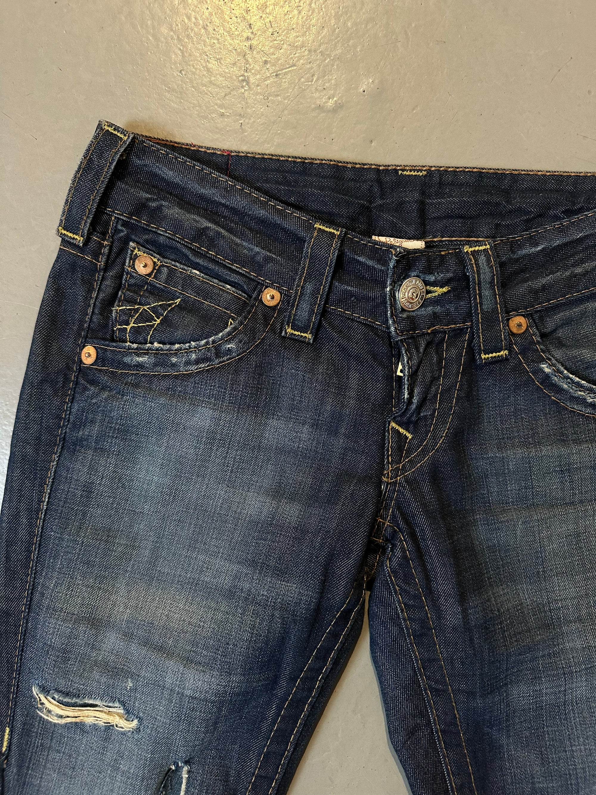 Vintage Ripped Flared True Religion Denim XS