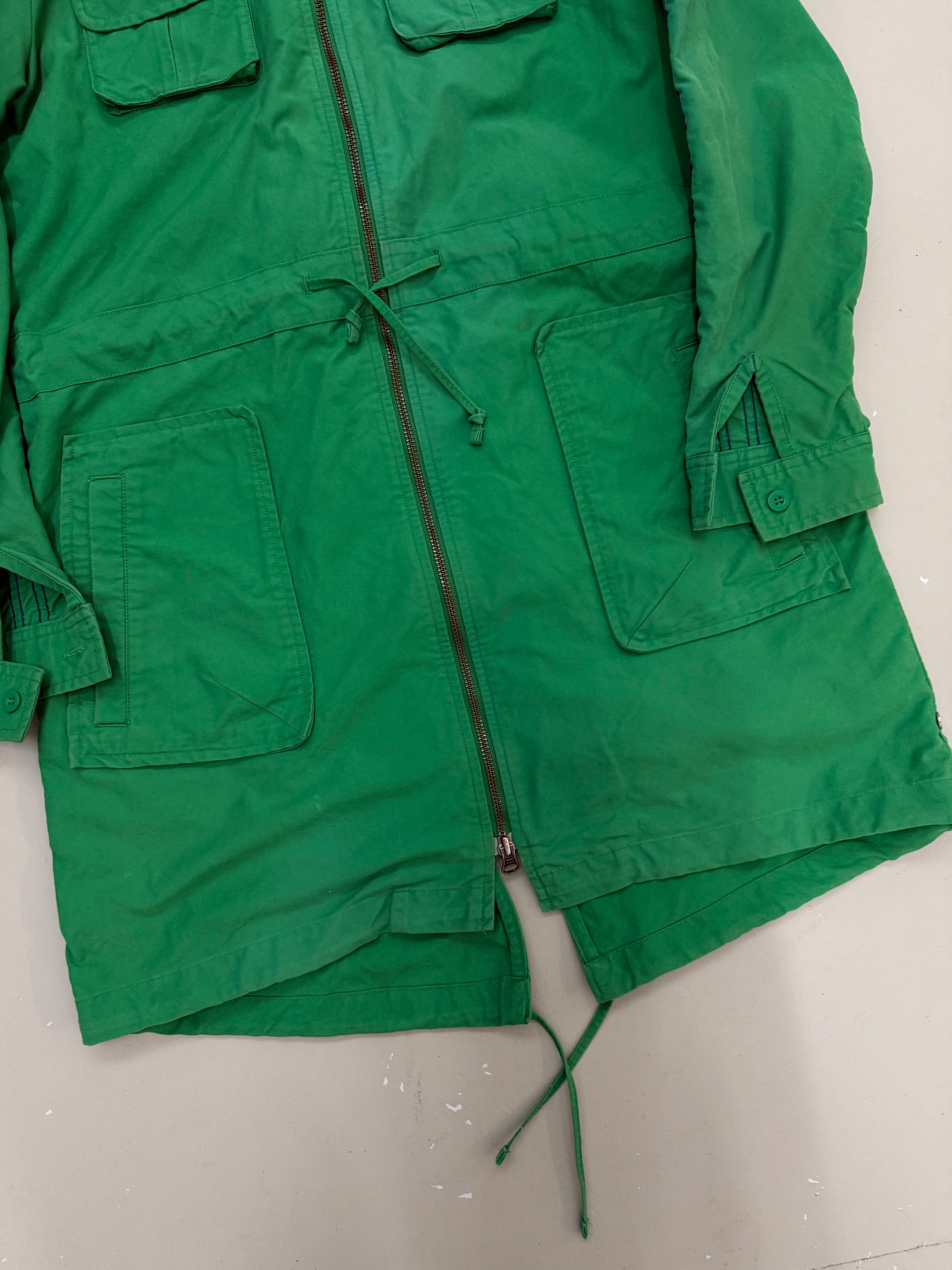 Vintage Adidas Green/Blue Hooded Coat für Frauen. Y2K second hand 2000s Fashion