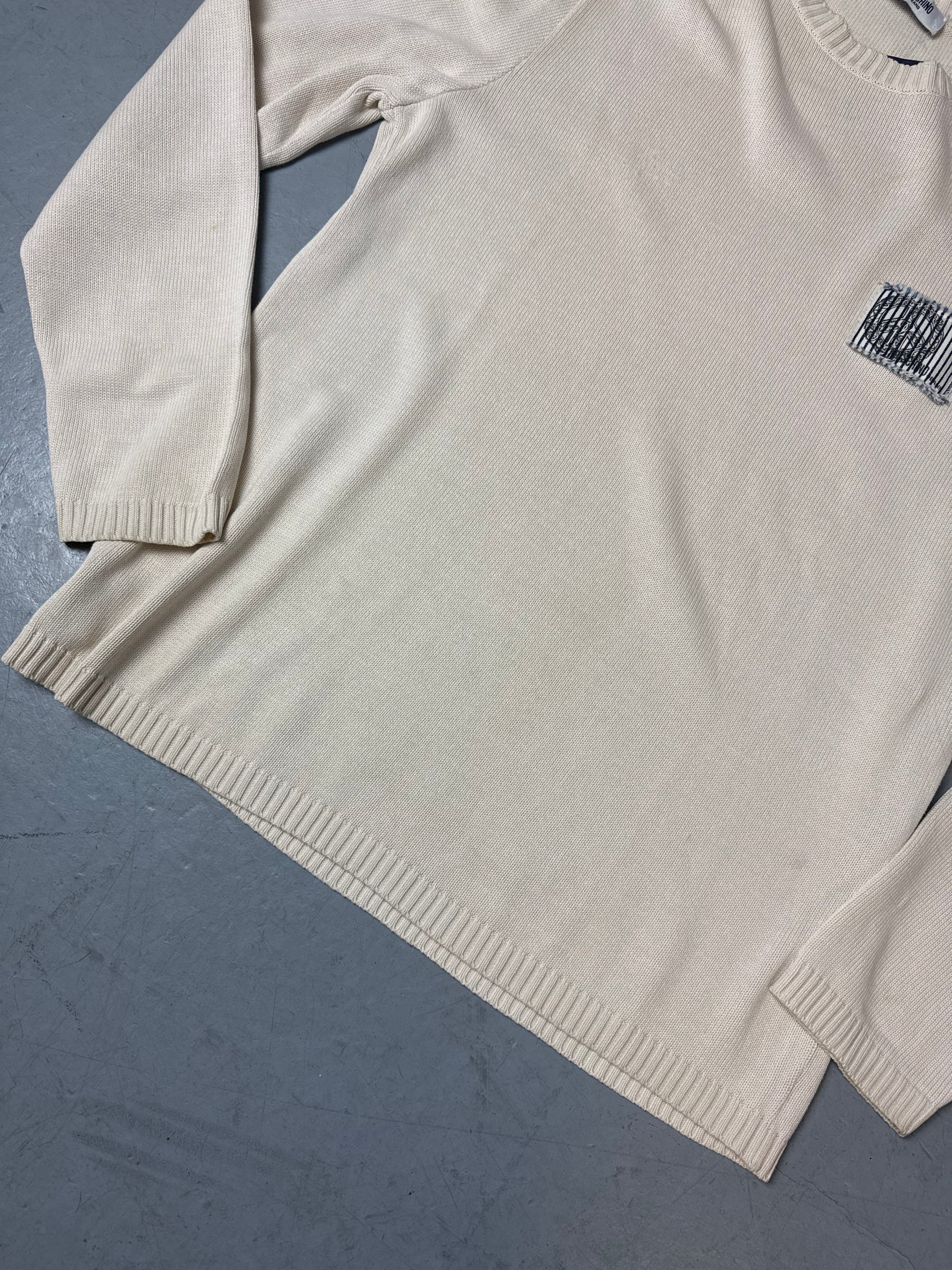 Detailbild von Vintage Moschino Cream Knit Sweater M/L von vorne