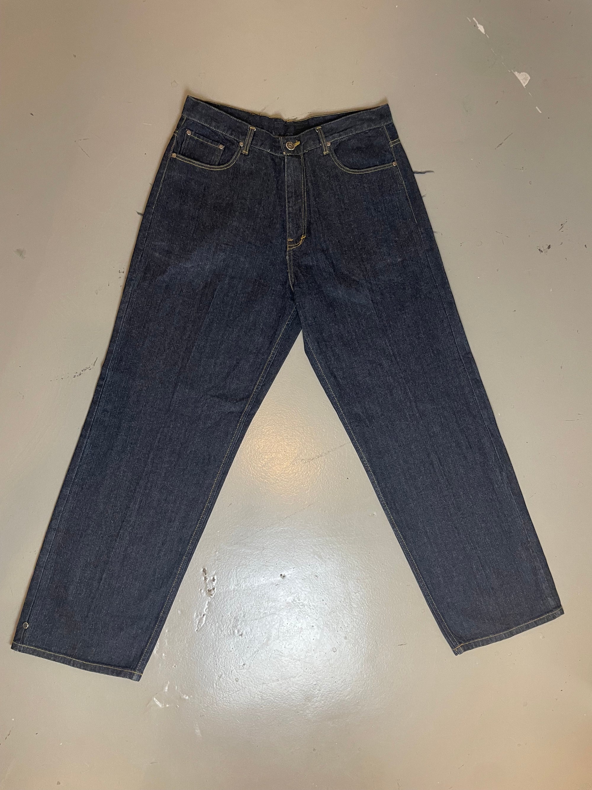 Vintage Printed Indigo Dark Jeans L/XL