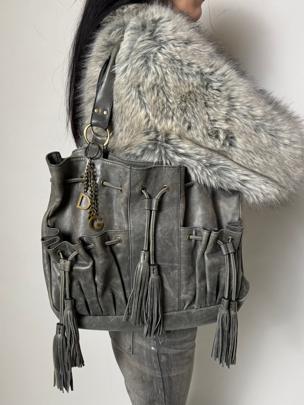 Vintage Dolce&Gabbana Grey Leather Handbag