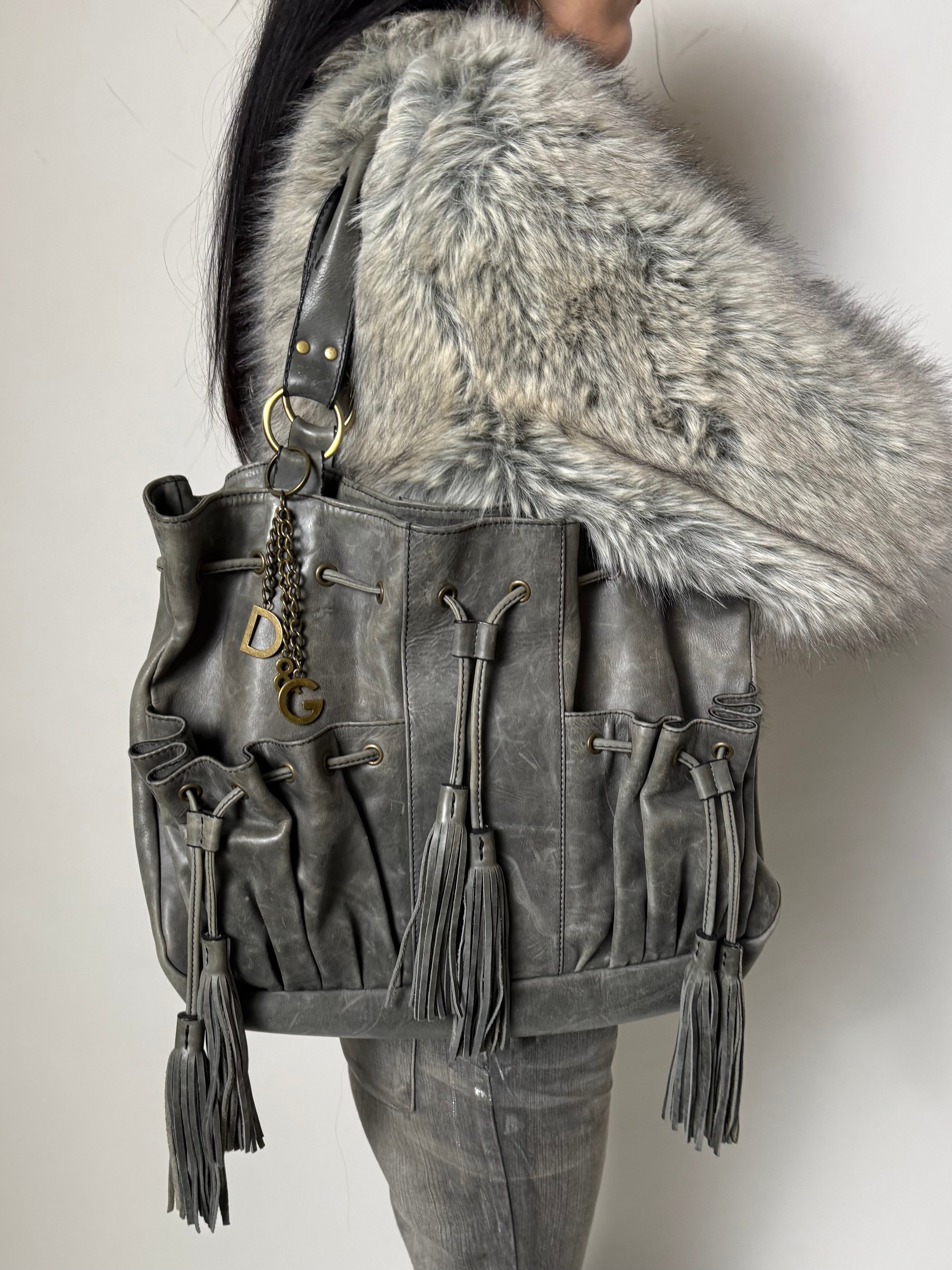 Vintage Dolce&Gabbana Grey Leather Handbag