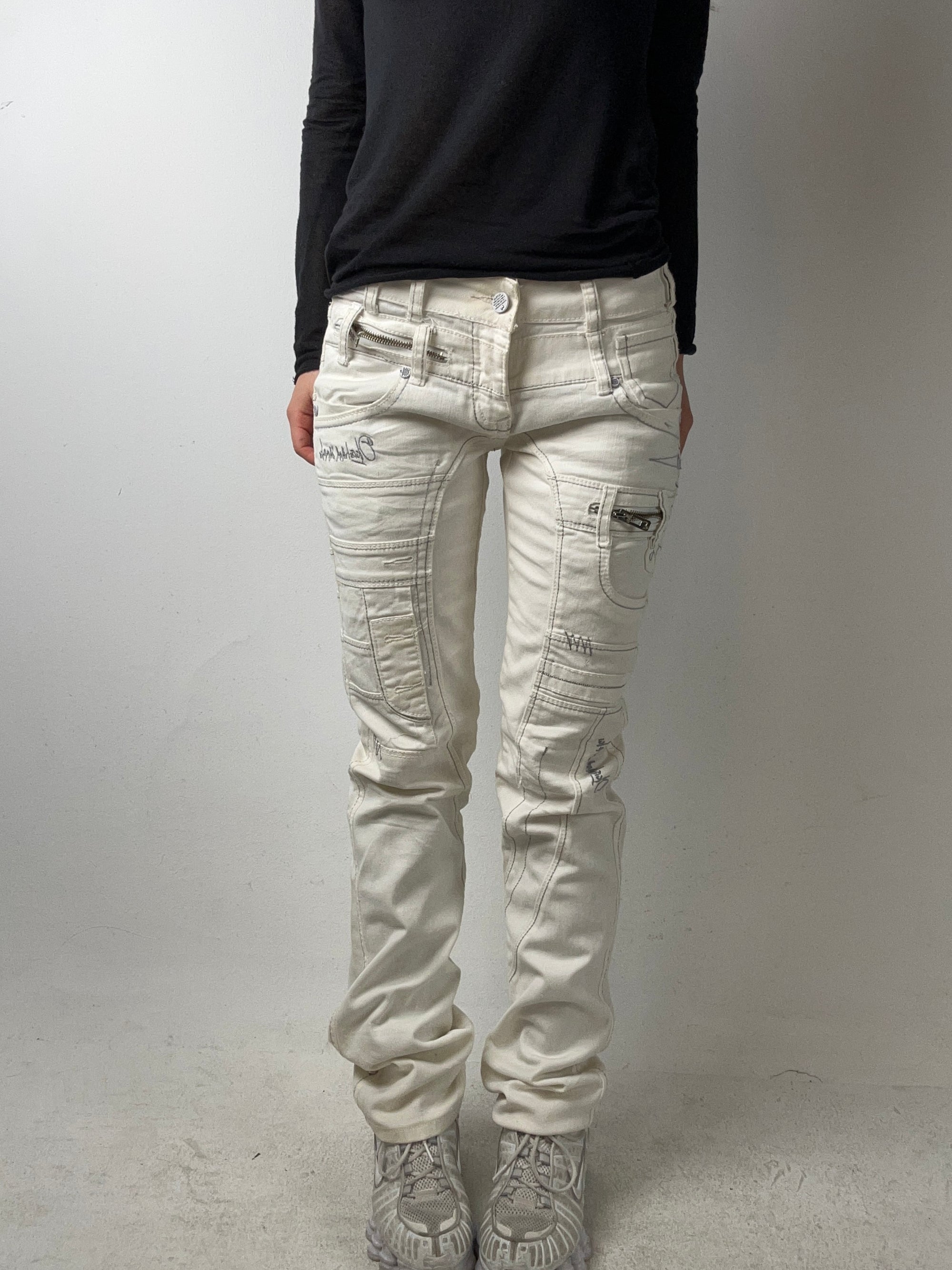 Vintage Okishana Samoki White Low Waist Jeans XS