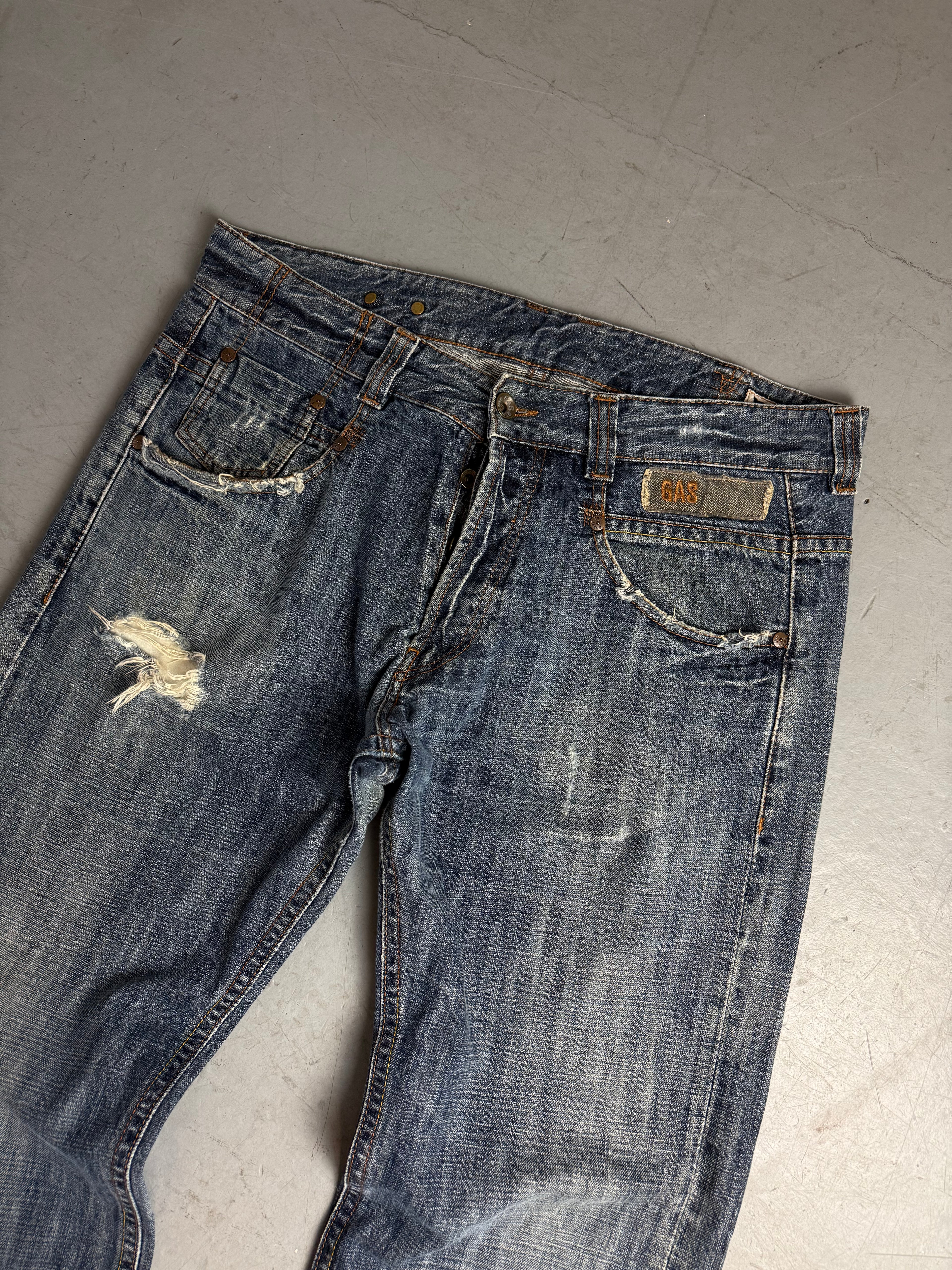 Gas Super Tall Baggy Denim Jeans für Herren. Vintage Y2K second Hand Fashion. 