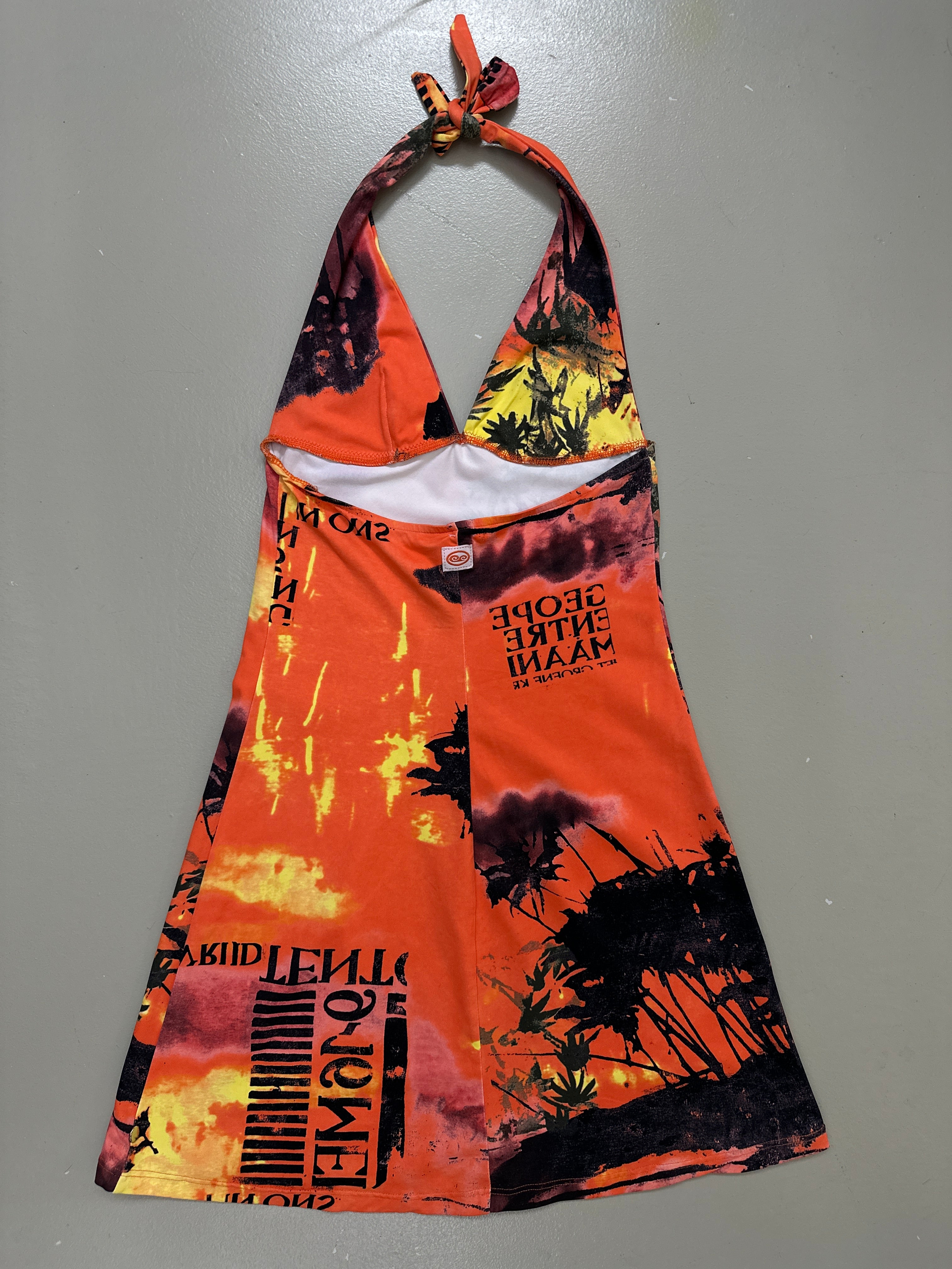Vintage Orange Beach Printed Dress
für Frauen. Y2K Second Hand 2000s Fashion 