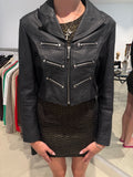 Vintage Cropped Faux Leder Jacke (M)