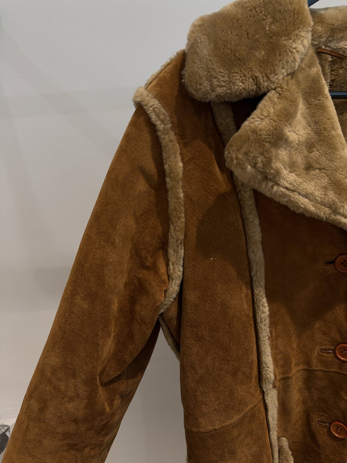 Vintage Faux Fur Leder Mantel (XL)